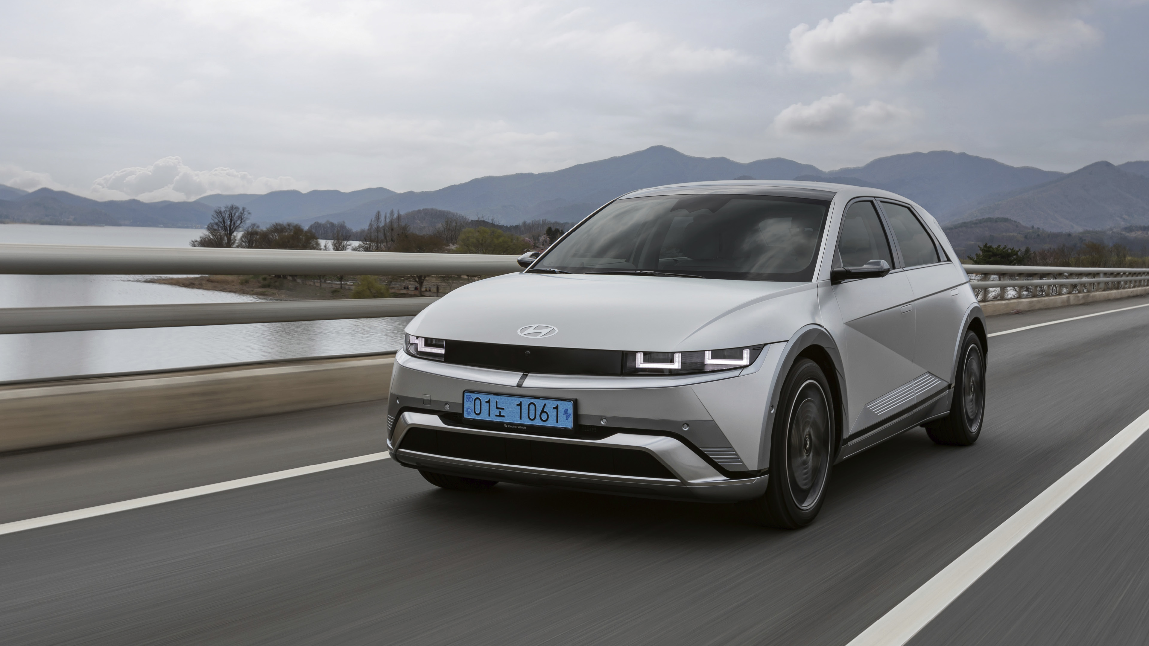 The new Ioniq 5 is running on road