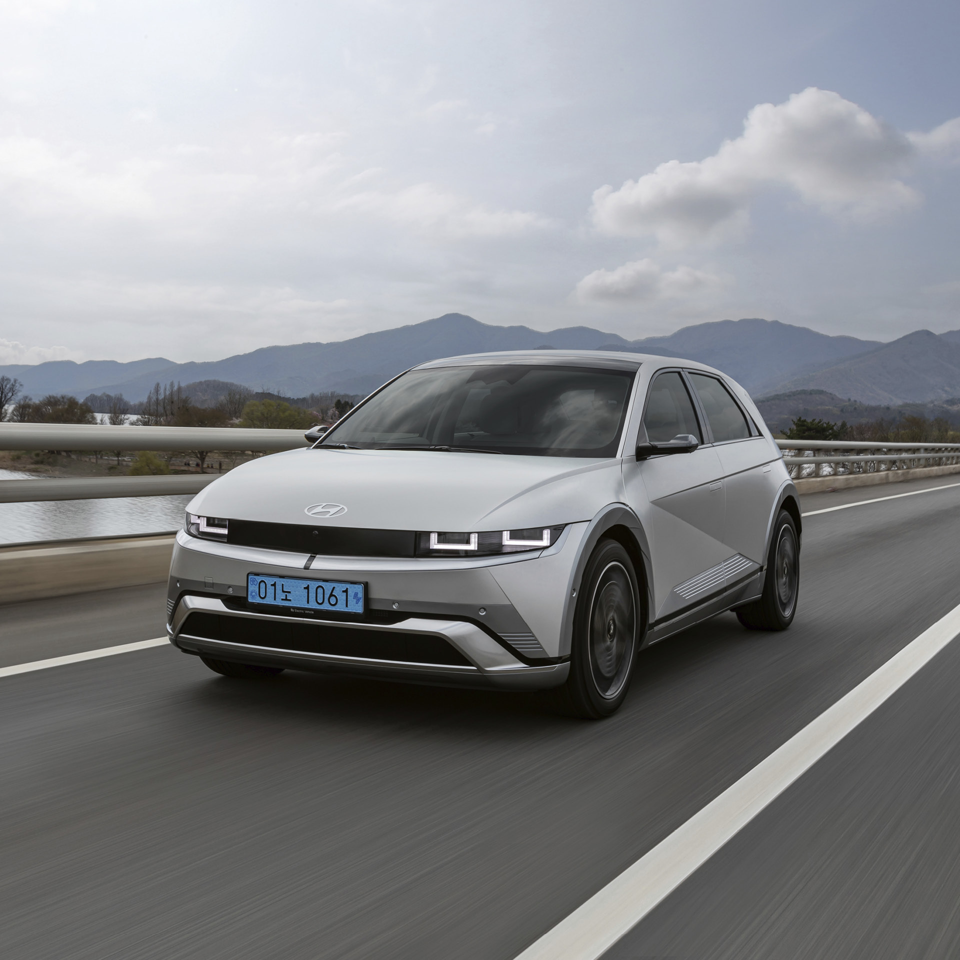 The new Ioniq 5 is running on road