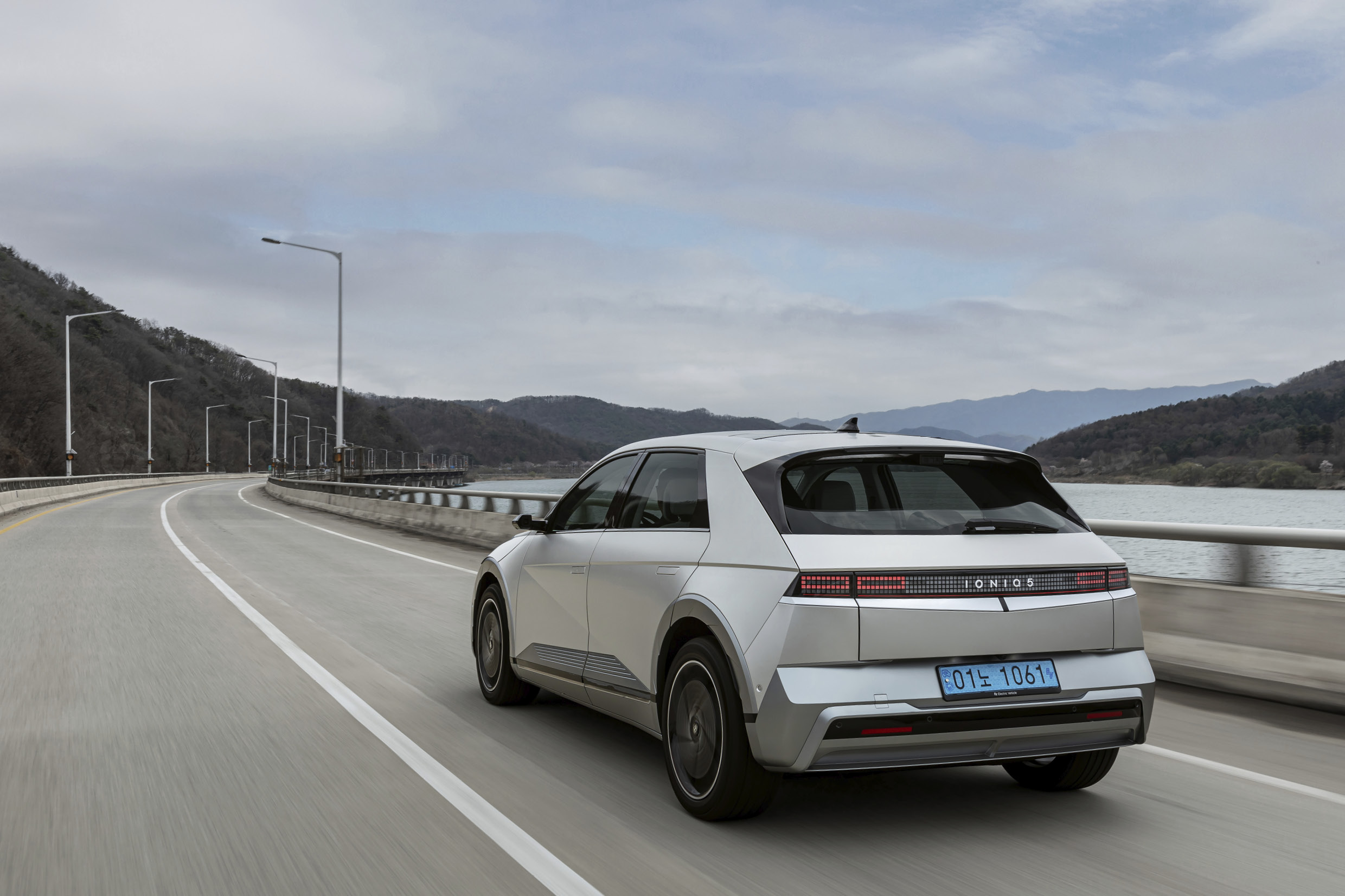 The New Ioniq 5 is running on road