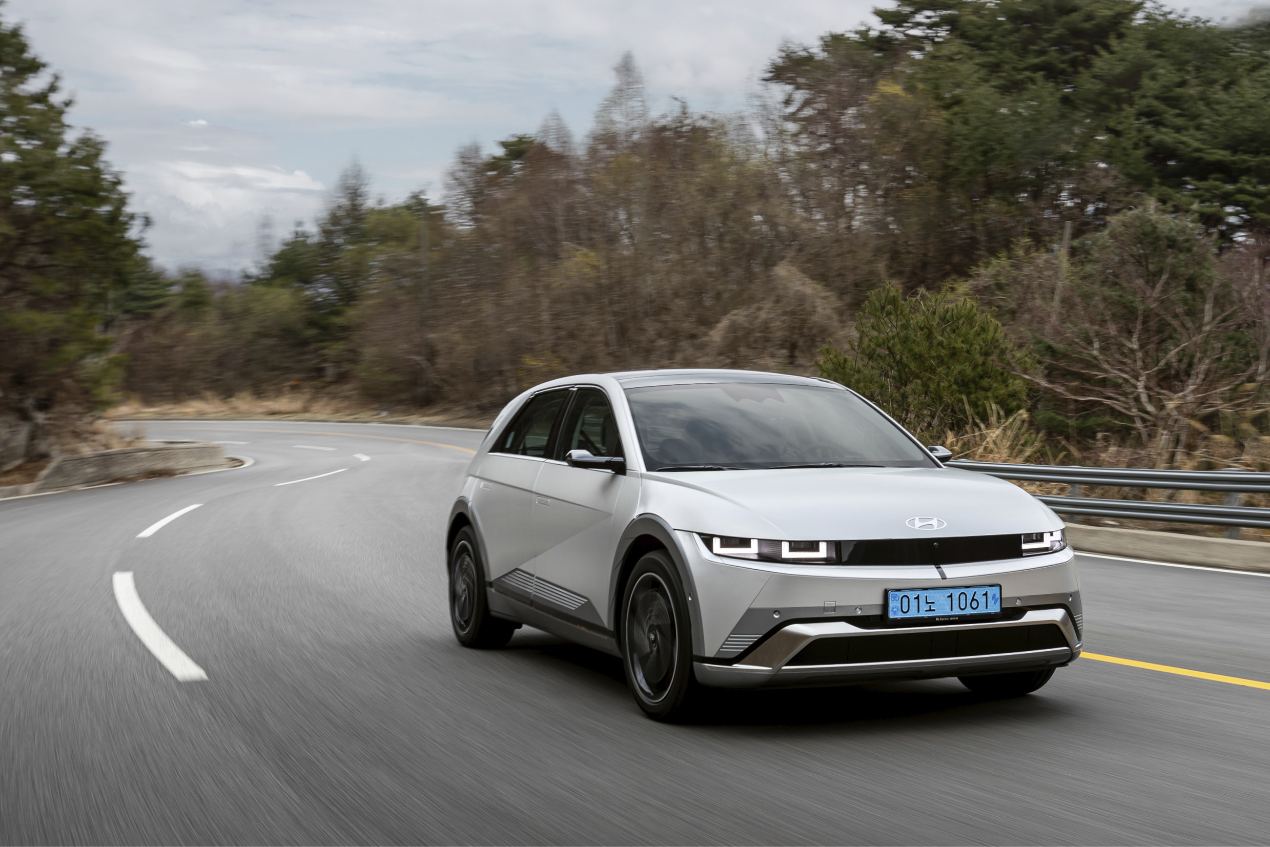 The New Ioniq 5 is running on road