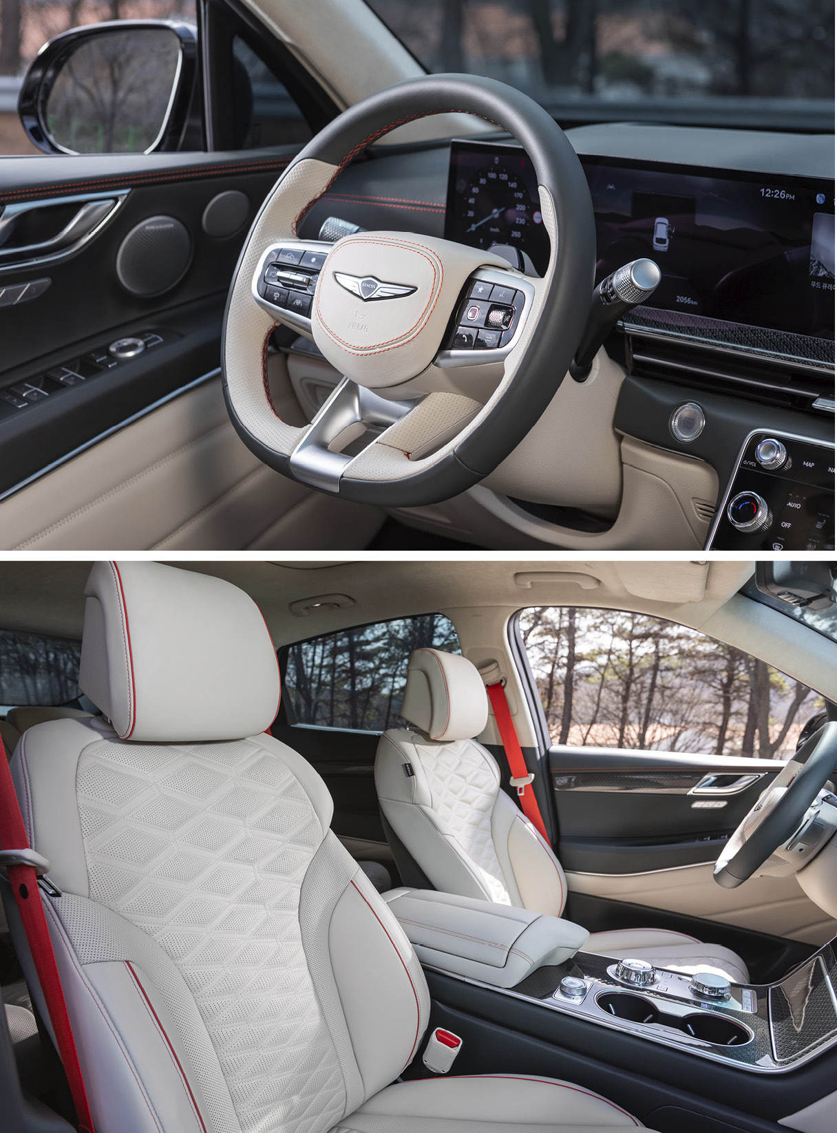 Steering wheel and front seat of the GV80 coupe