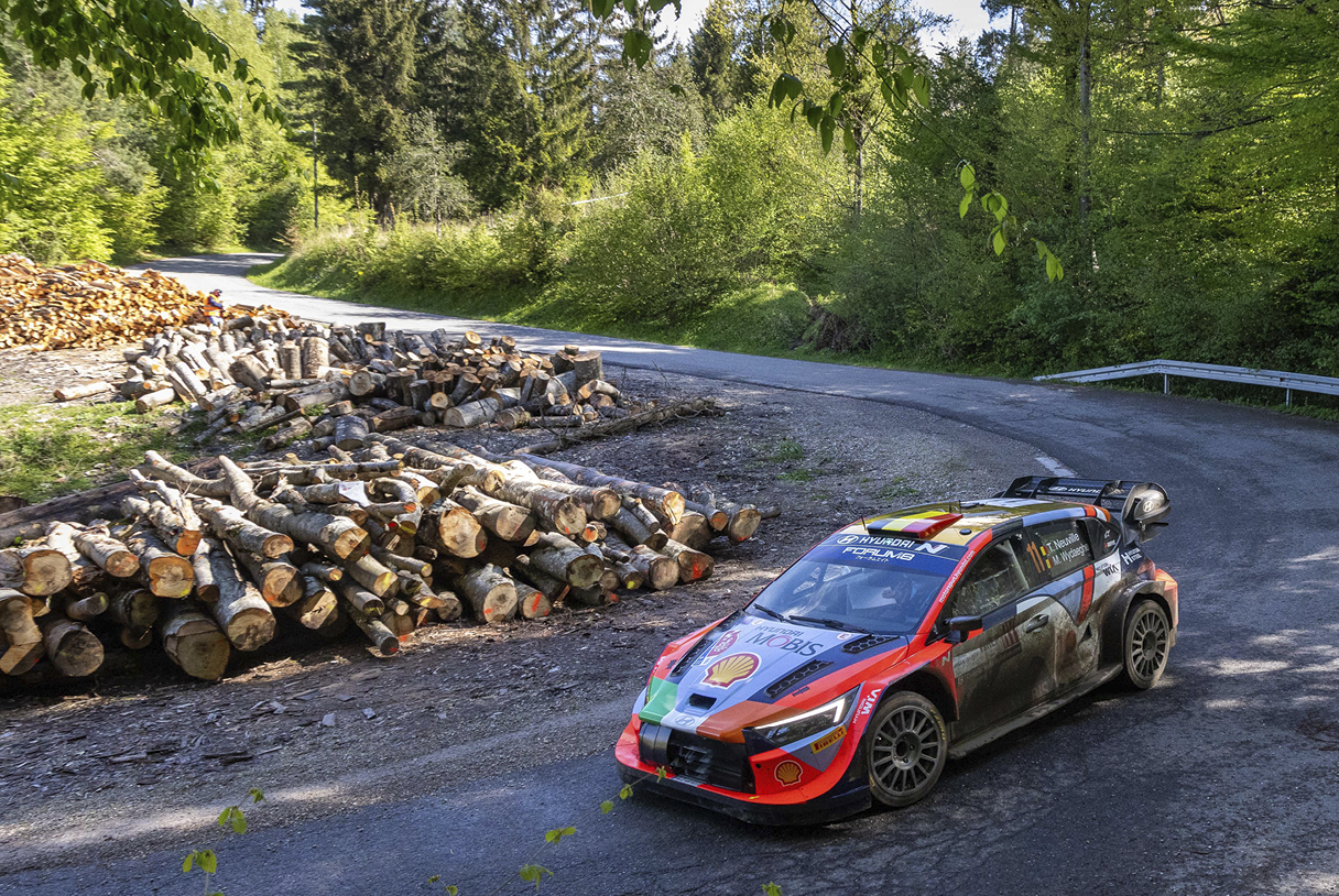 Hyundai Rally1 machine is running on the road