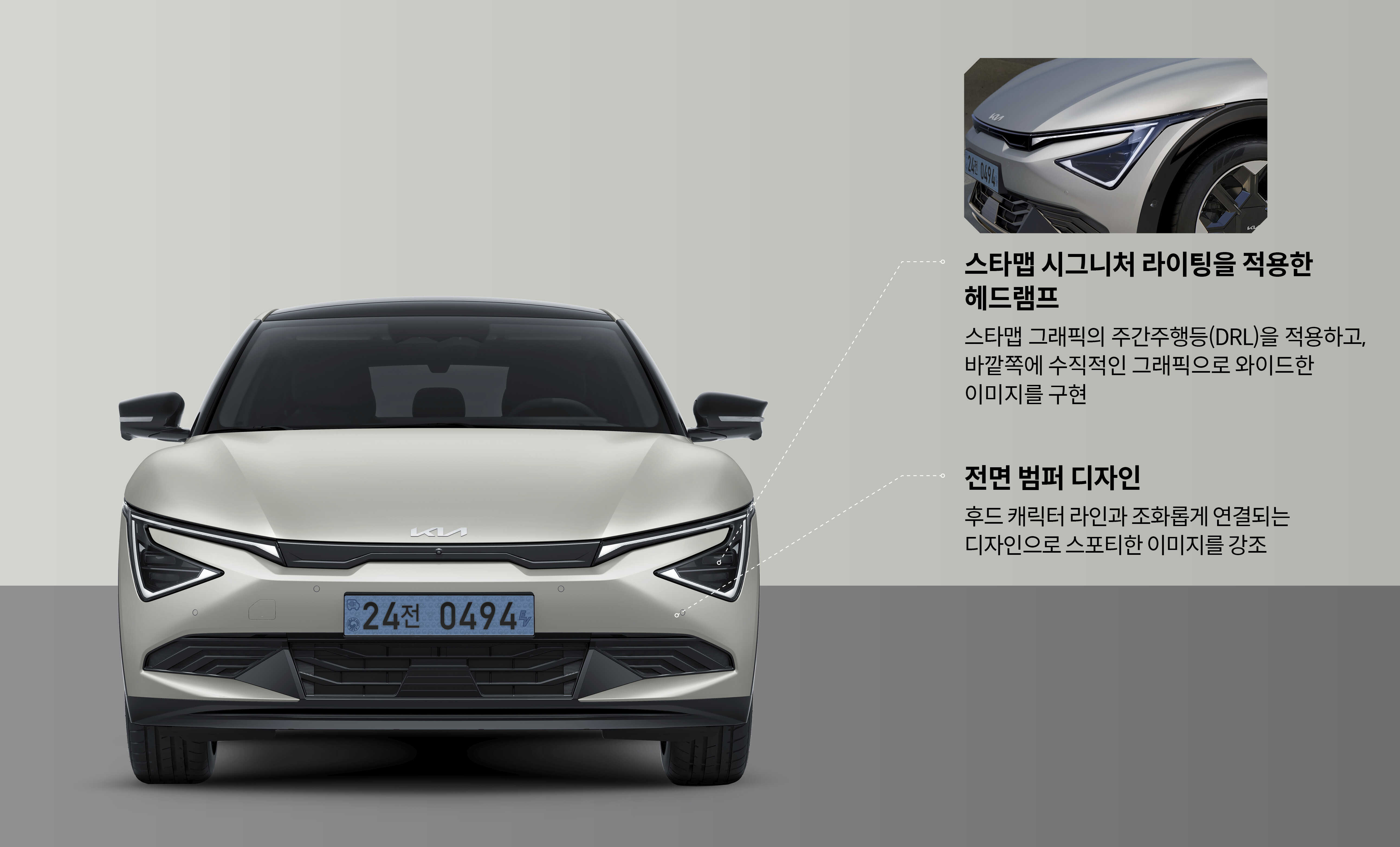 기아 EV6 앞모습과 헤드램프