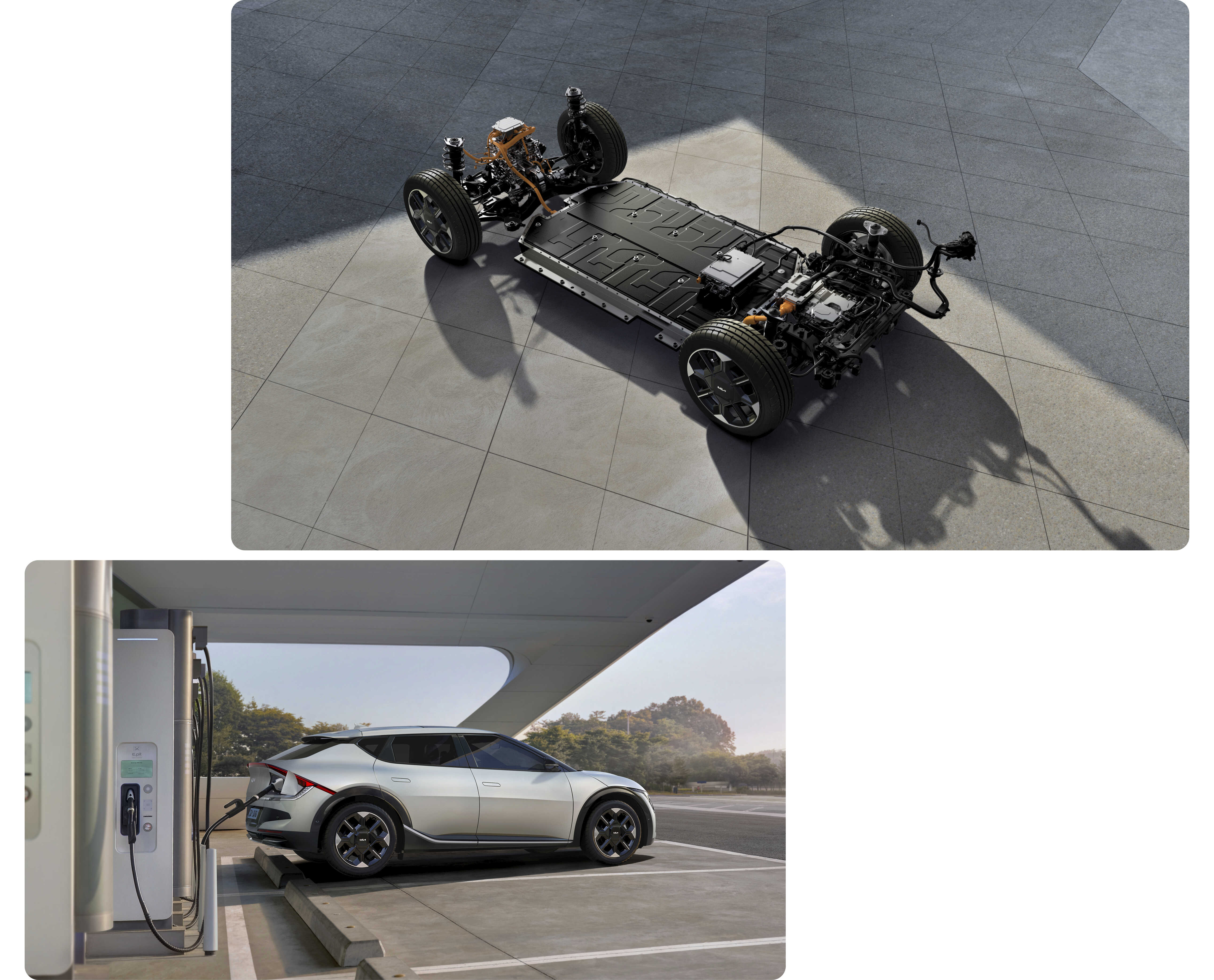 기아 EV6 플랫폼과 EV6의 충전 모습