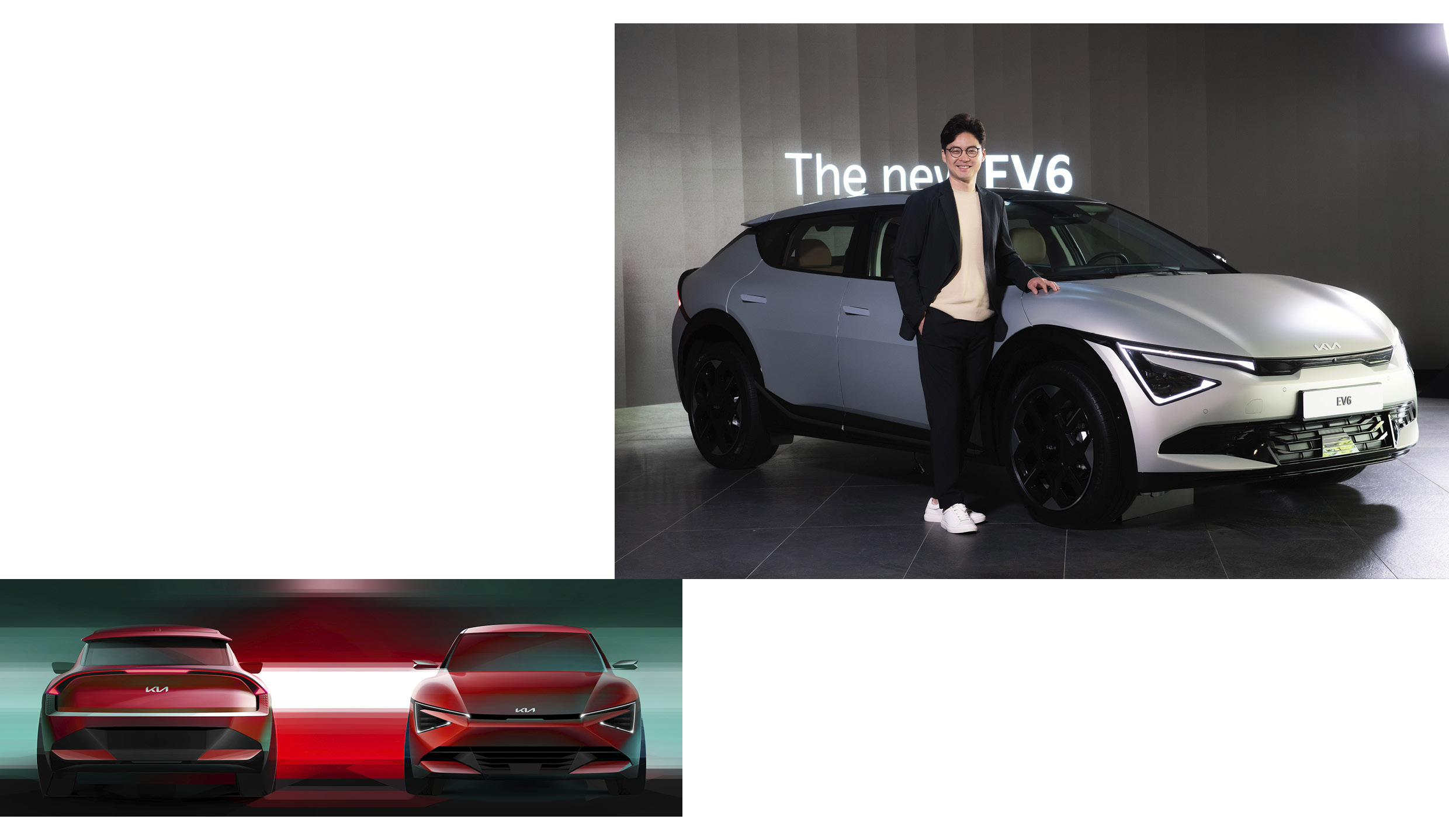 차량 스케치와 디자이너의 모습