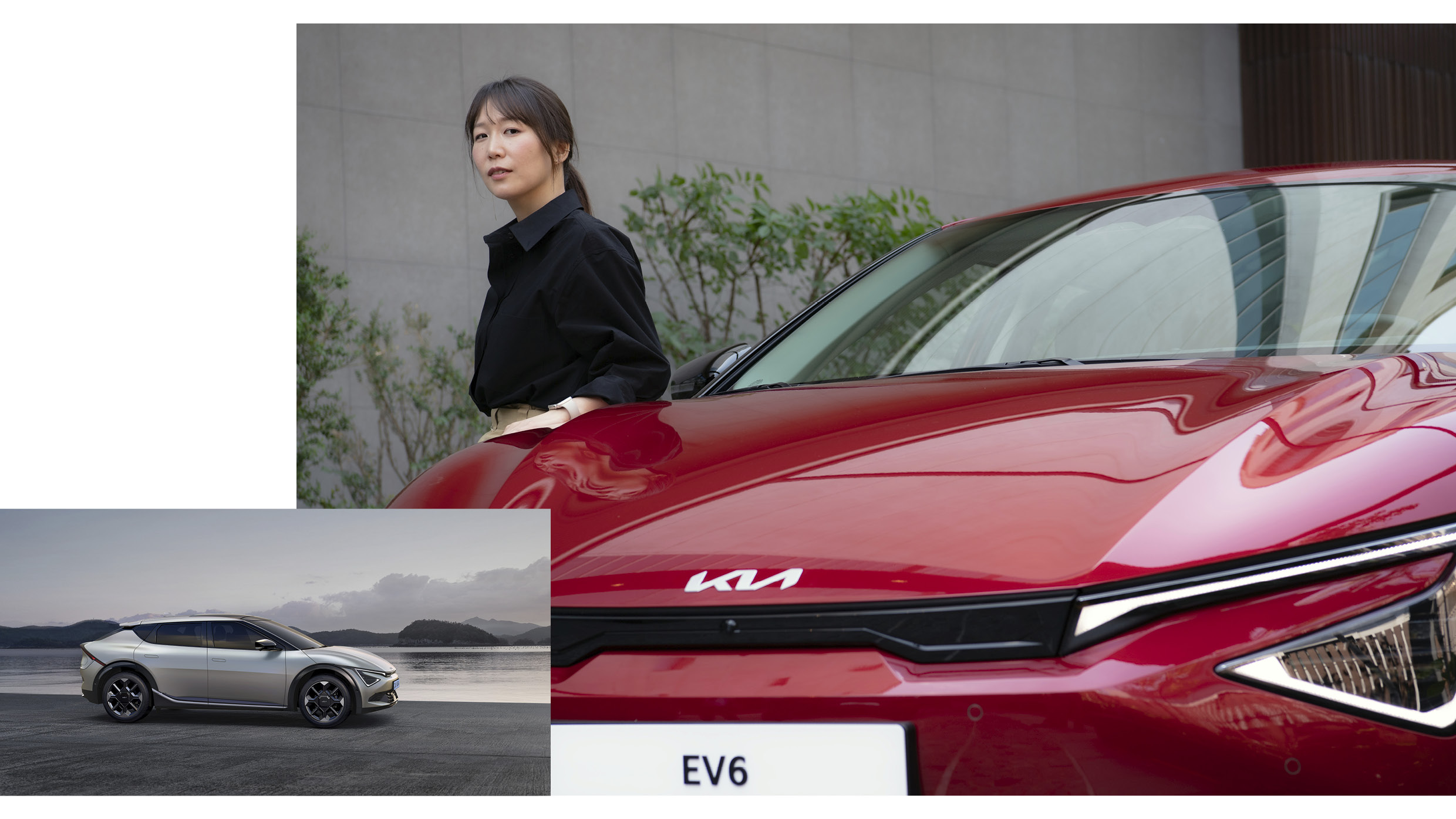 차량 옆에 서있는 디자이너의 모습