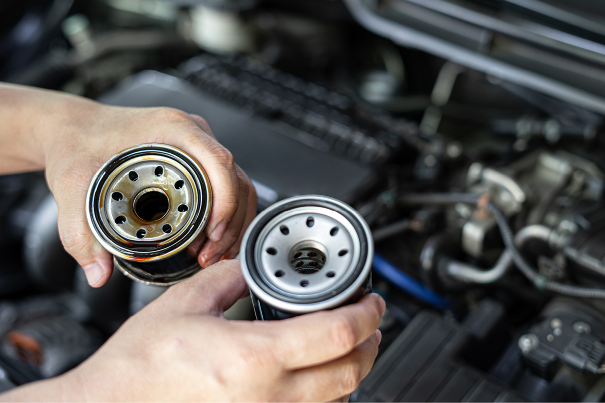 an oil filter in a car