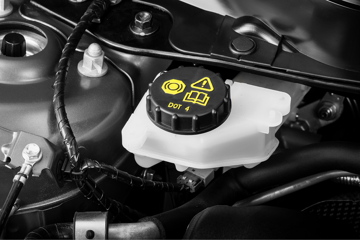 a brake fluid tank of car