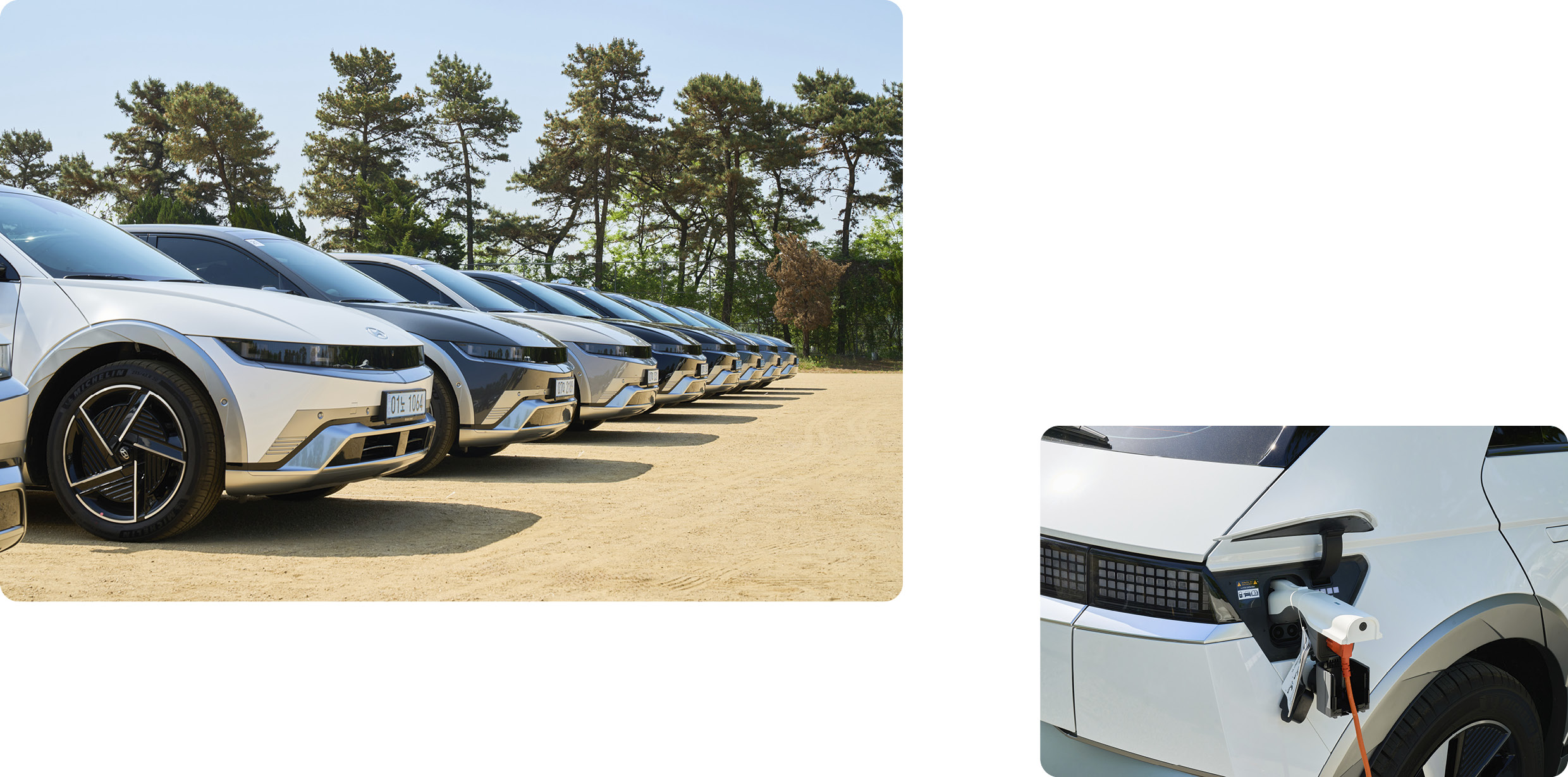 Vehicles parked at the site of Hyundai Motor's wheeling event