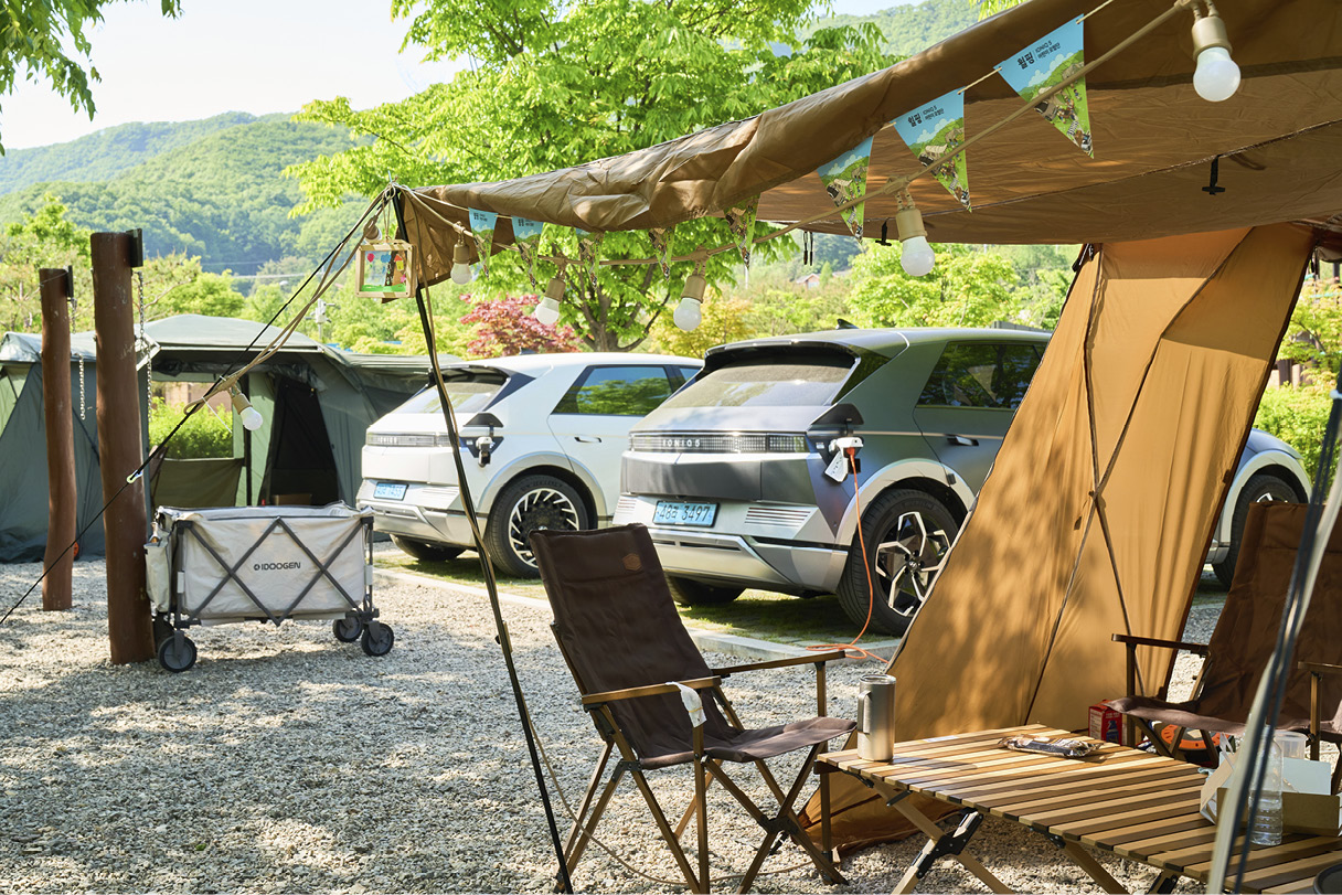 휠핑 현장에 주차된 아이오닉 5의 모습