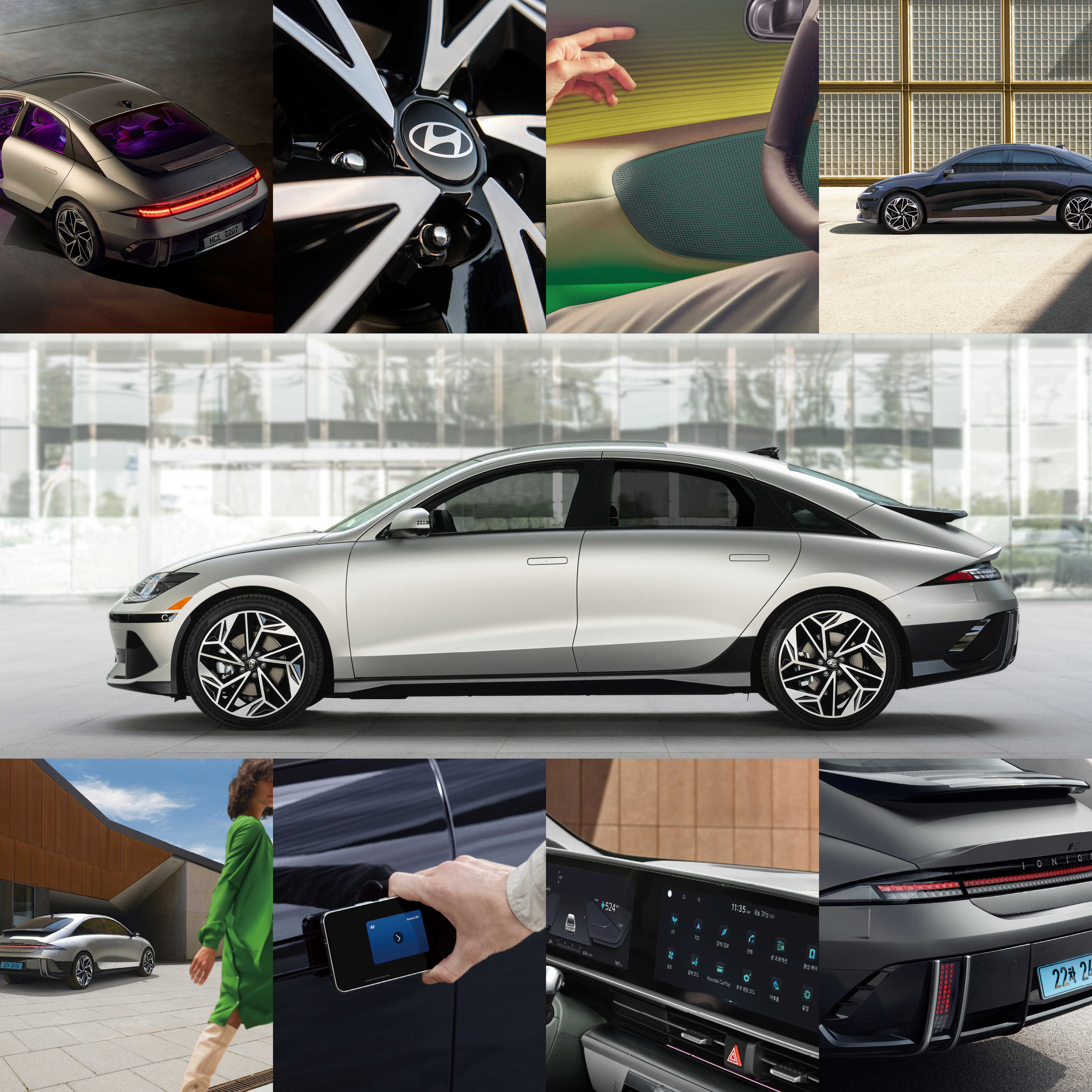 Photos showing various aspects of Ioniq 6