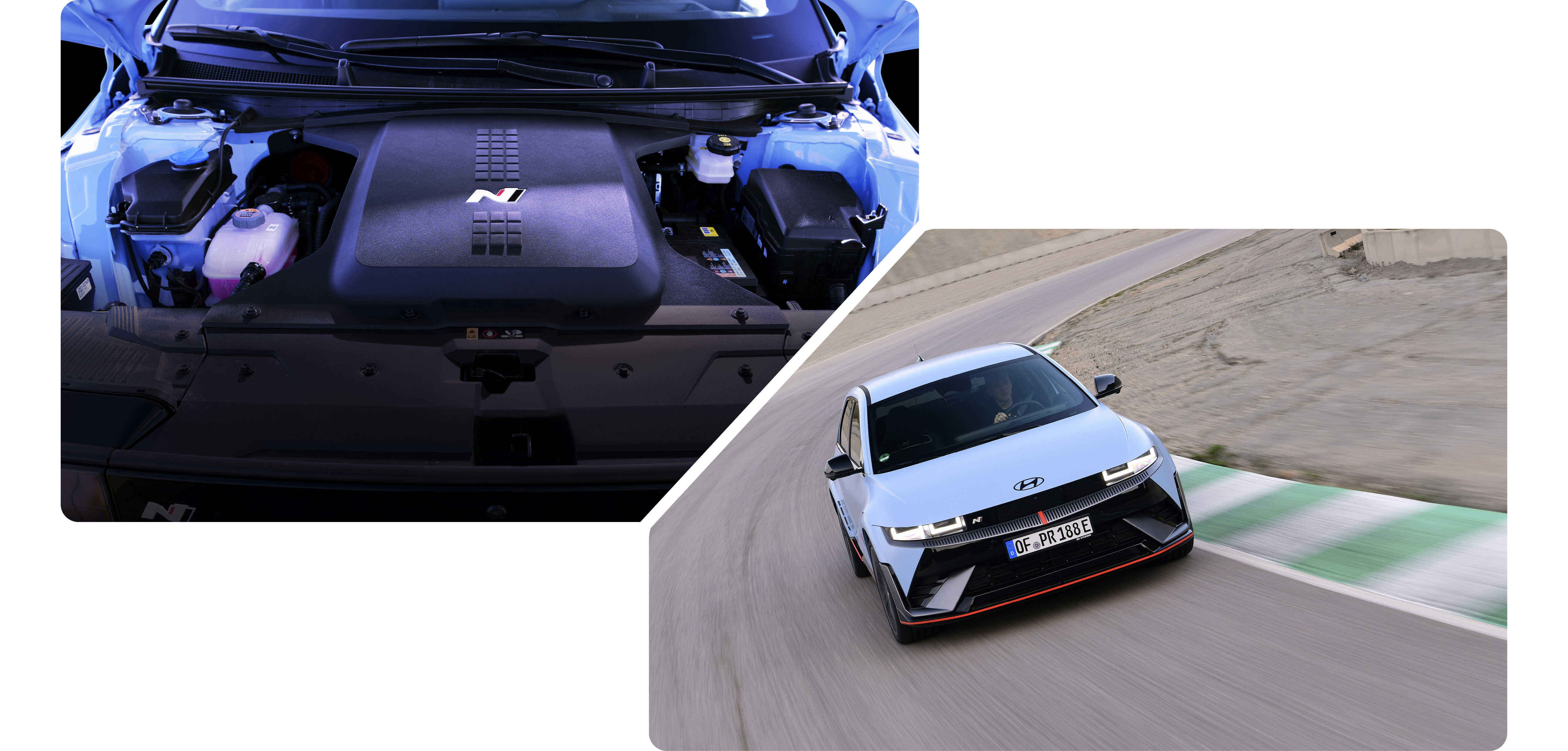 현대자동차 아이오닉 5 N의 PE룸과 주행 모습