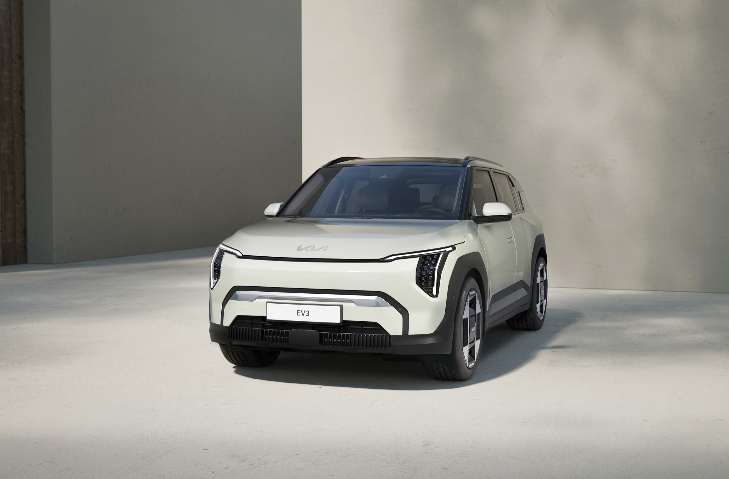 KIA EV3 is standing on the road