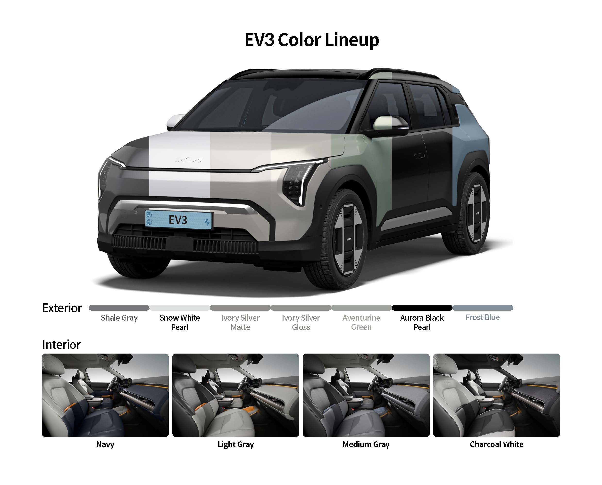 An infographic of EV3 design color palette sculpted and shown