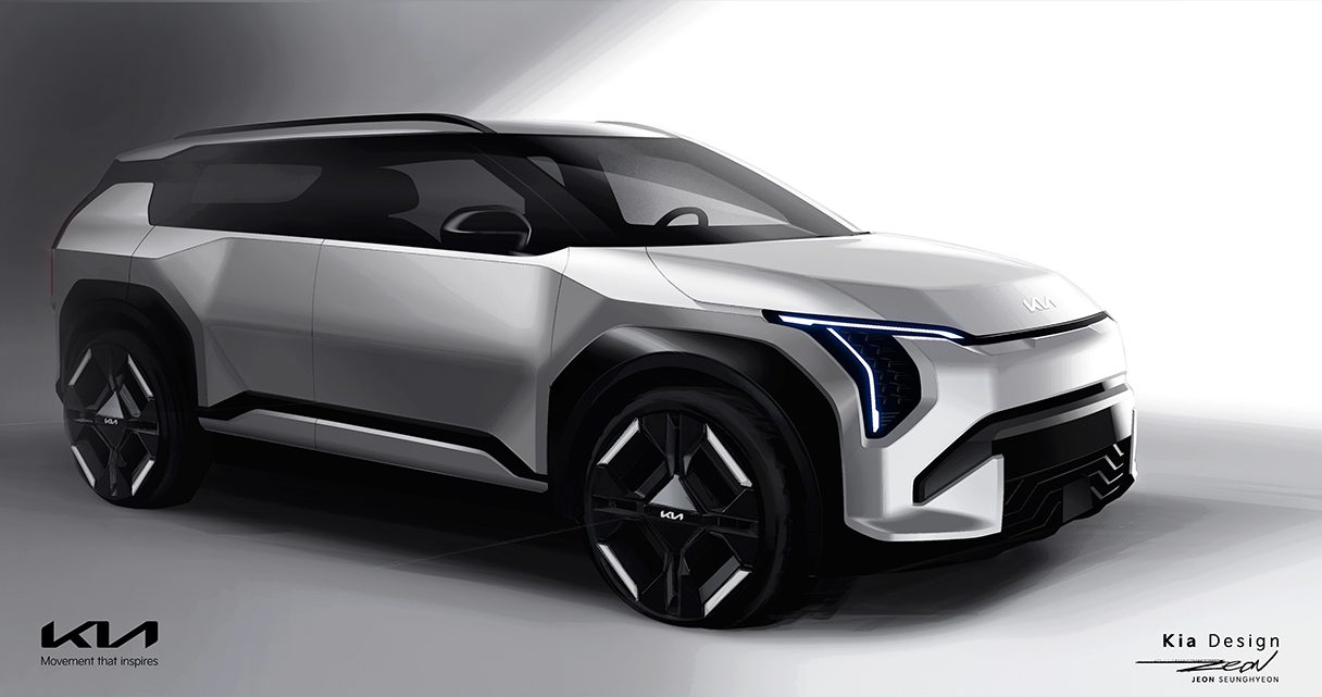 기아 EV3 GT 라인의 스케치 디자인 모습