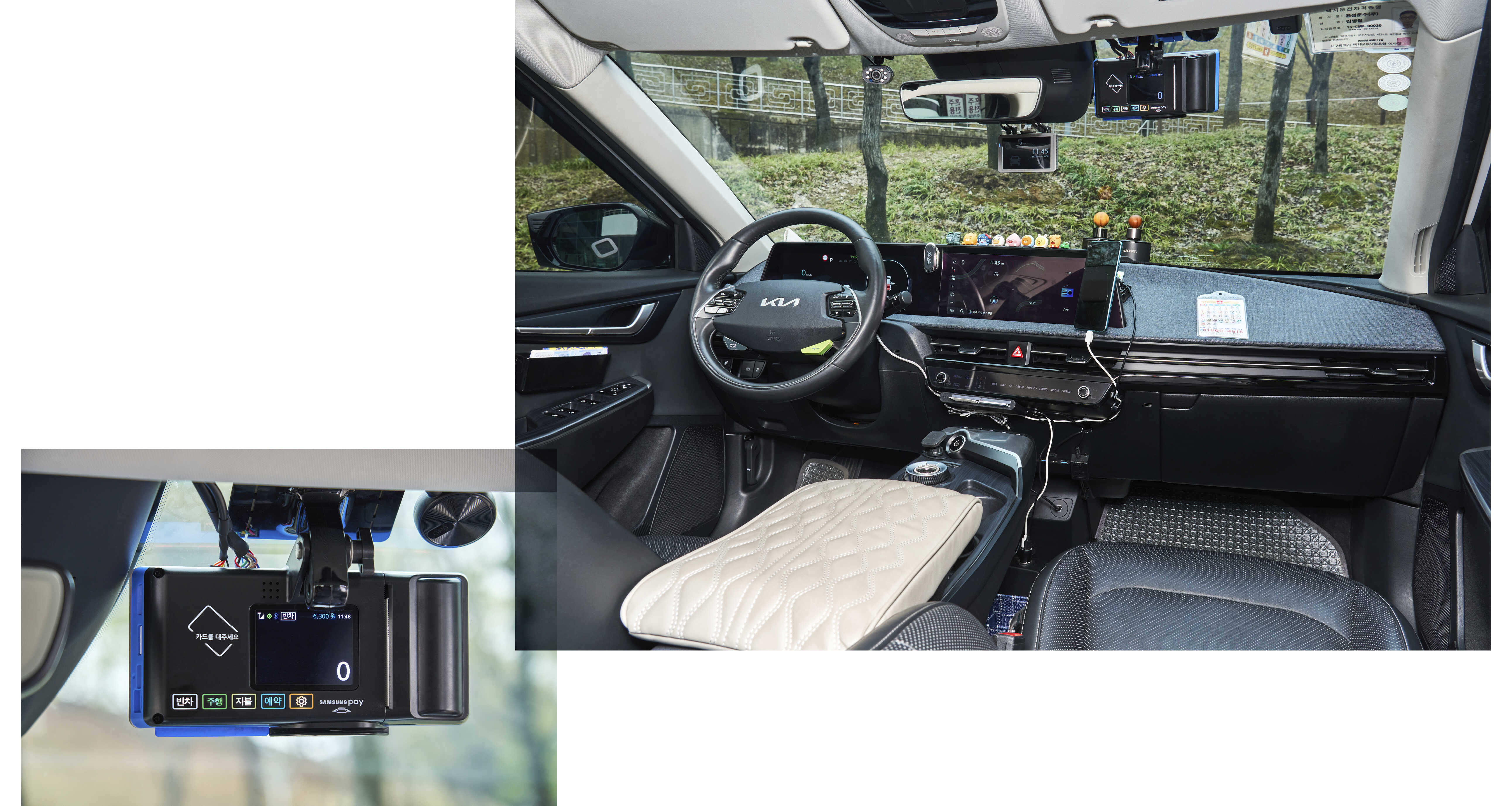 EV6 택시 실내 전경 및 미터기 모습