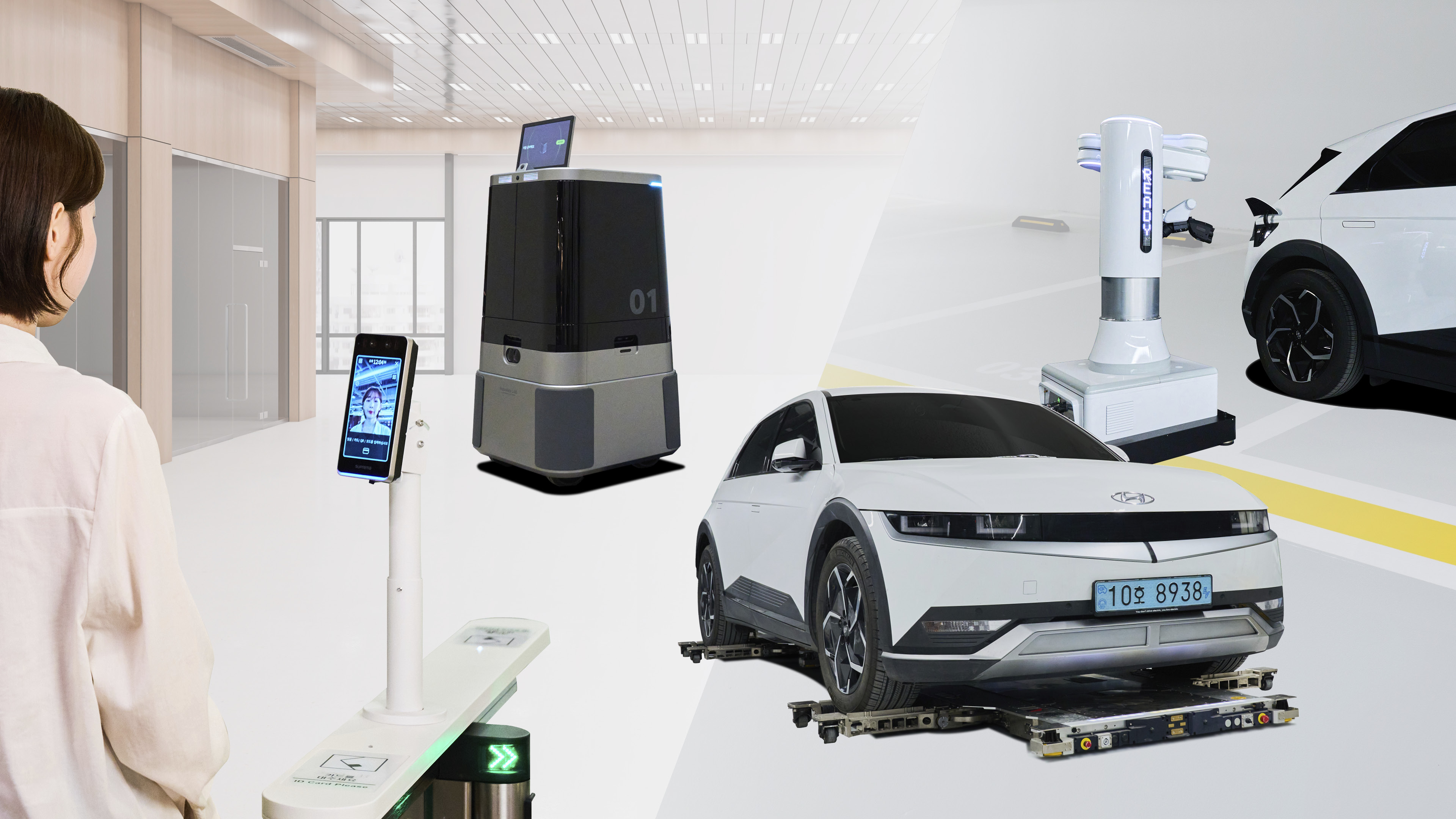 건물 속 다양한 로봇들의 모습