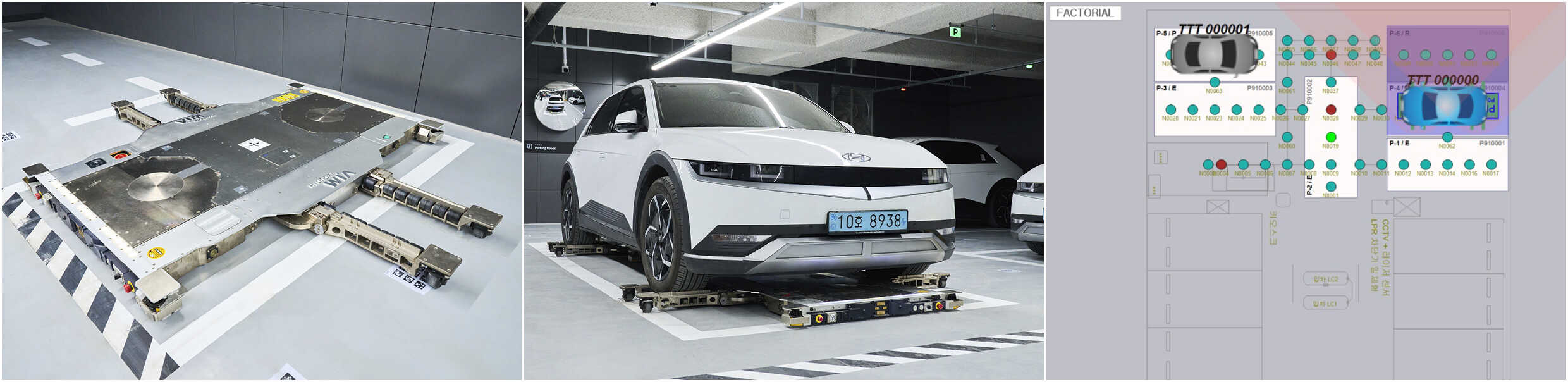 주차 로봇과 관제 시스템의 모습