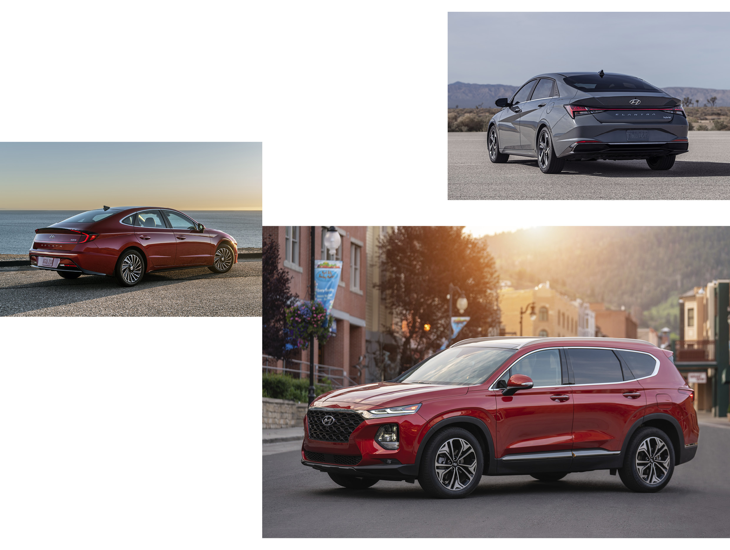 미국에 판매됐던 2019~2020년식 아반떼, 쏘나타, 싼타페 이미지 조각 모음