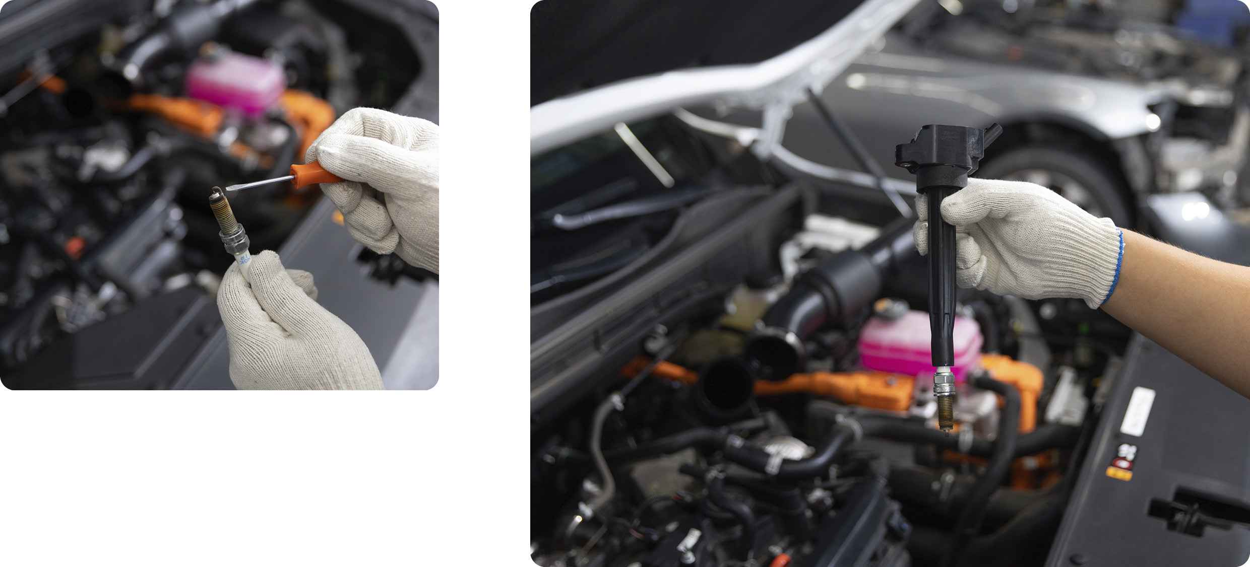 점화 플러그 상태를 확인하는 모습