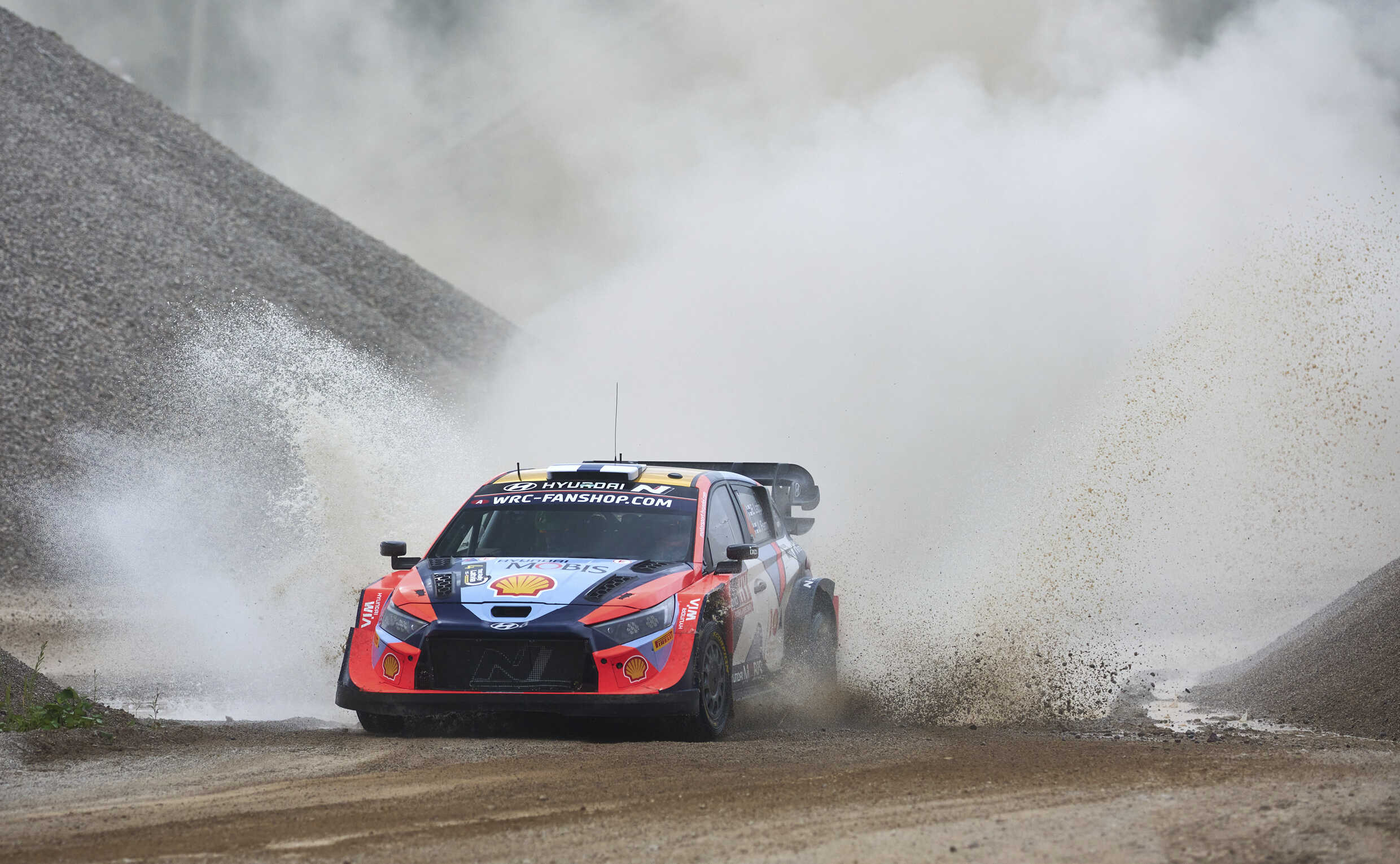 Hyundai Motor's i20 N Rally 1 Hybrid is running on the road