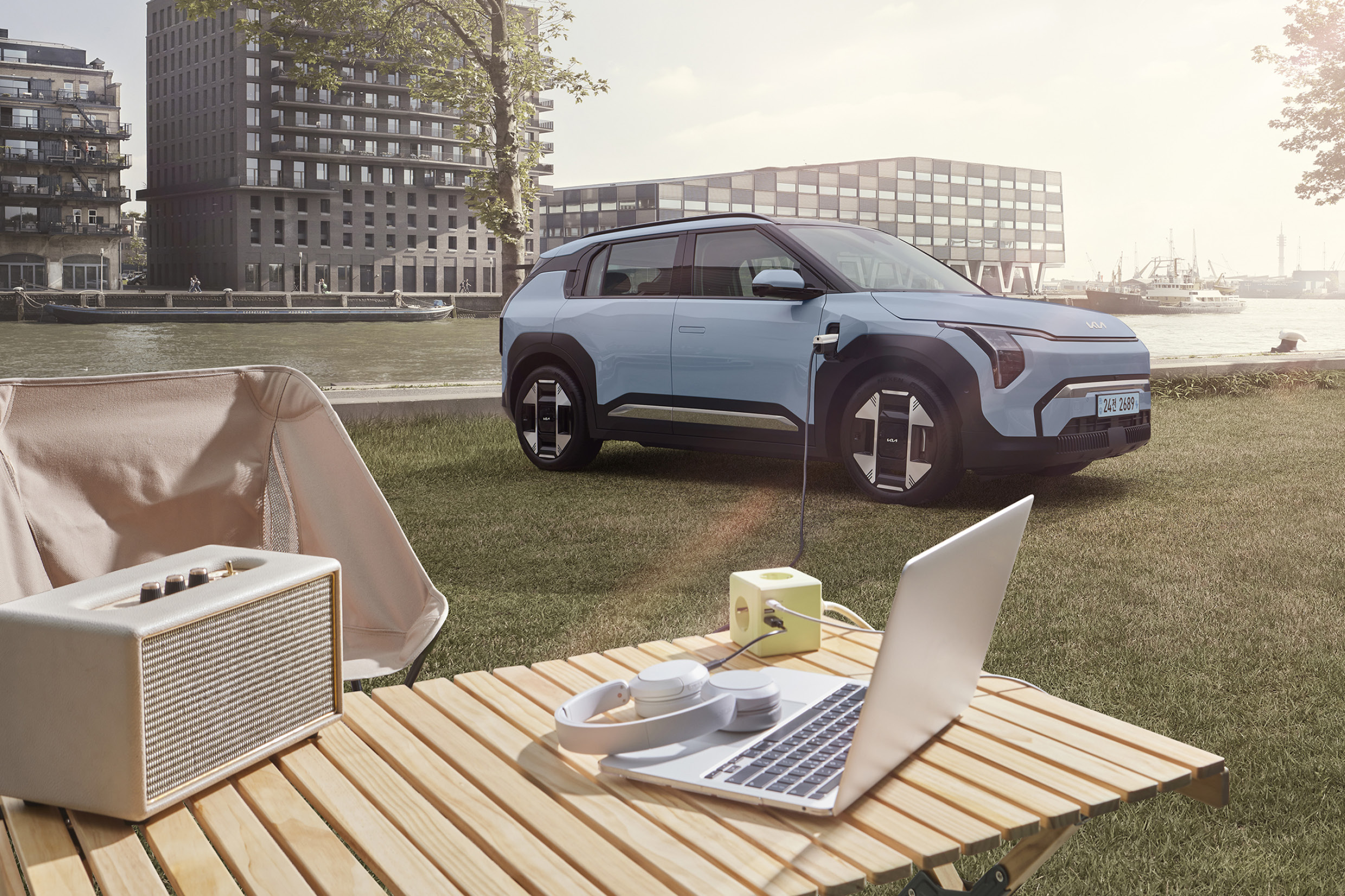 기아 EV3의 V2L 사용 모습