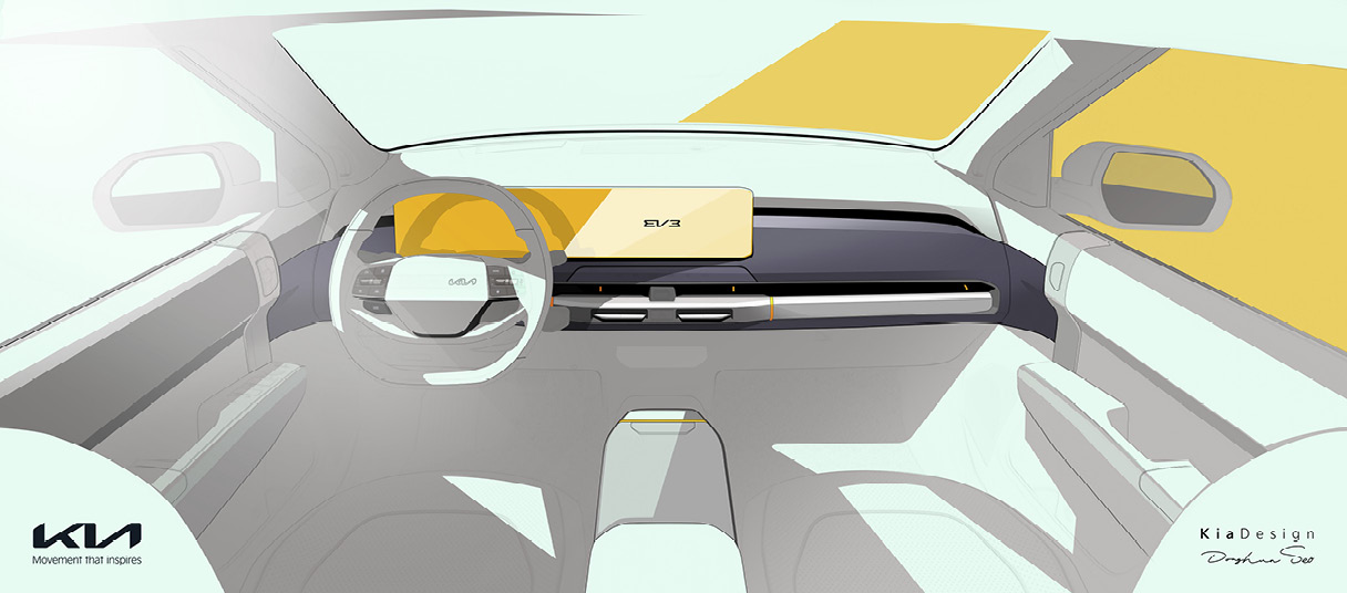 기아 EV3 인테리어 디자인 스케치