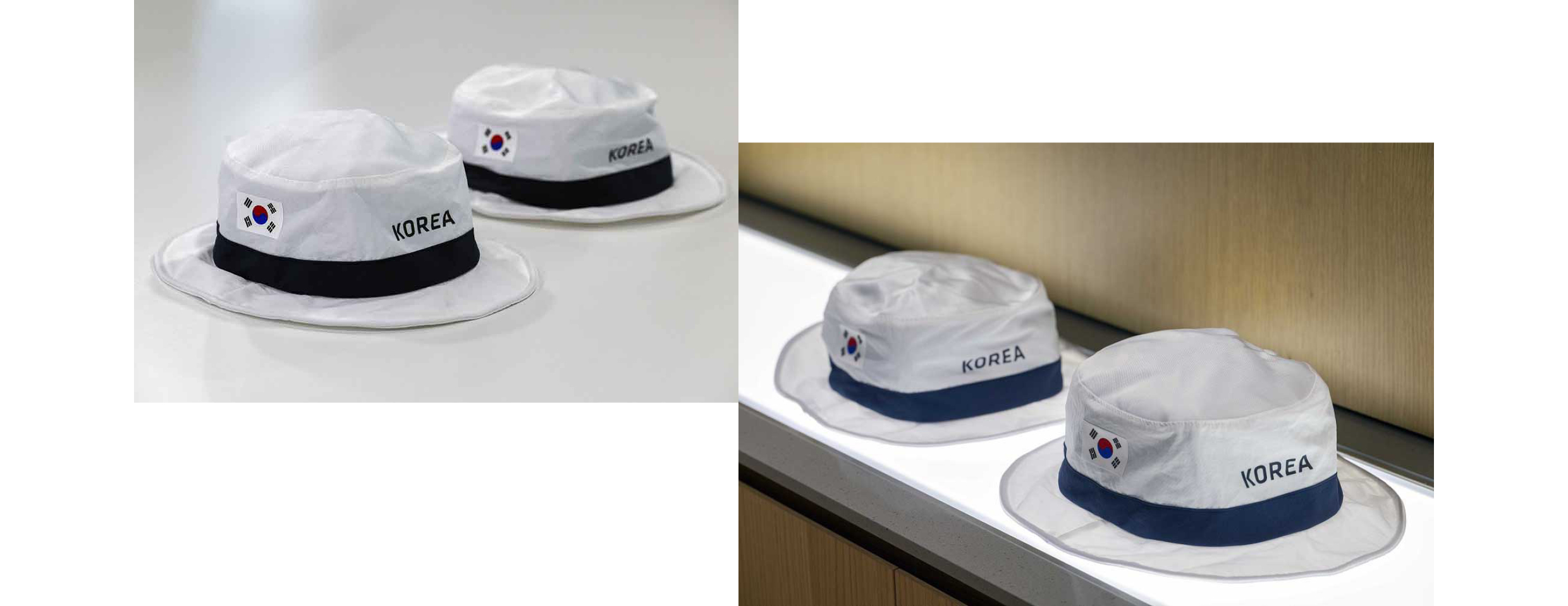 Two radiant cooling hats are placed side by side