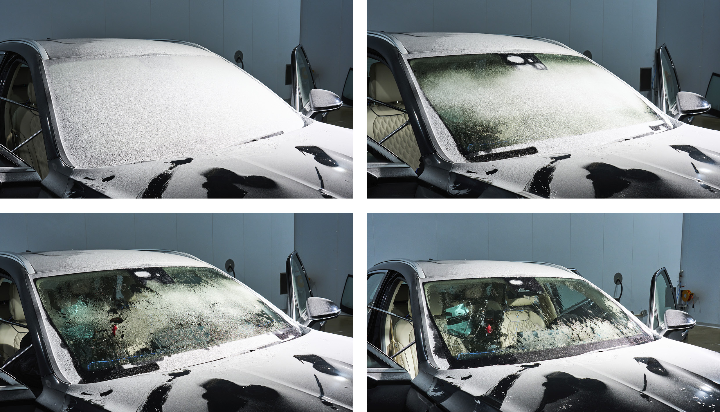 자동차 유리 성에 제거 과정