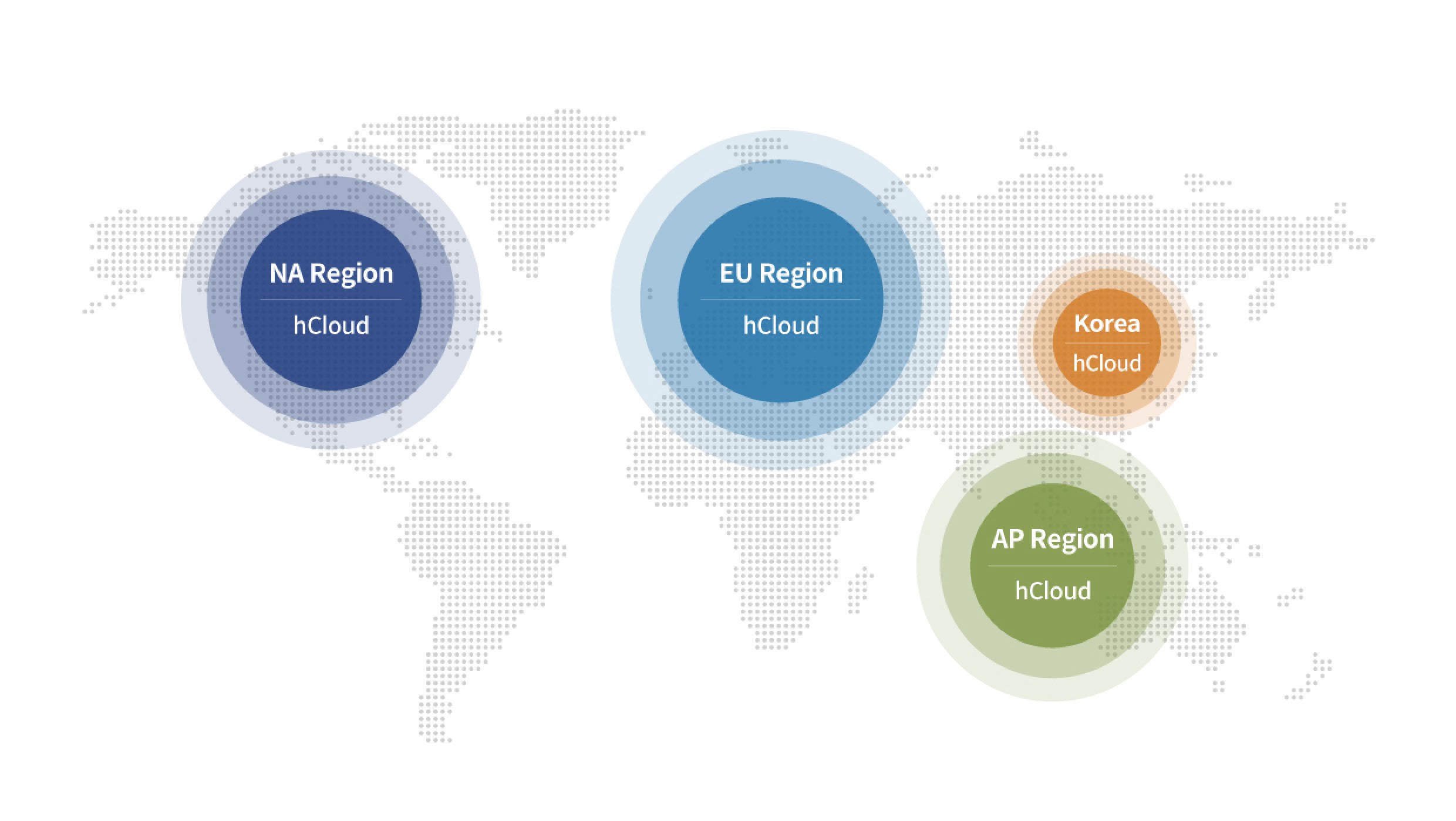 클라우드 서비스가 이용 가능한 지역을 보여주는 전세계 지도