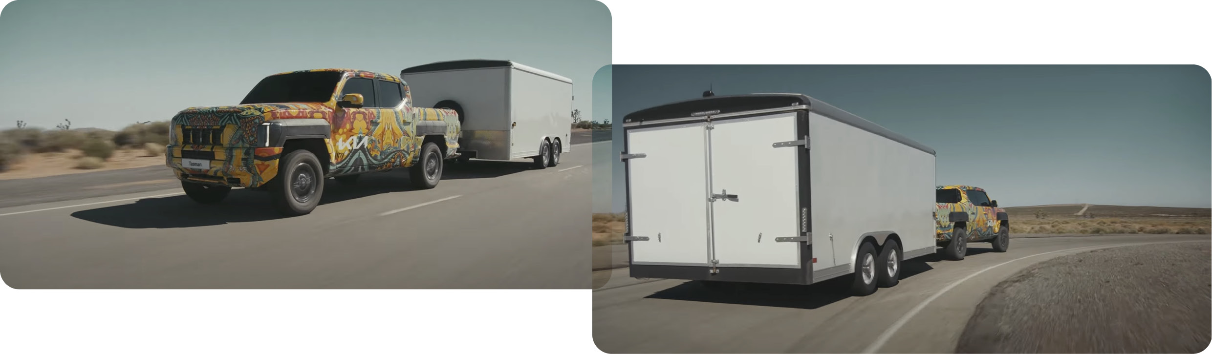 타스만의 트레일러 견인 주행 모습