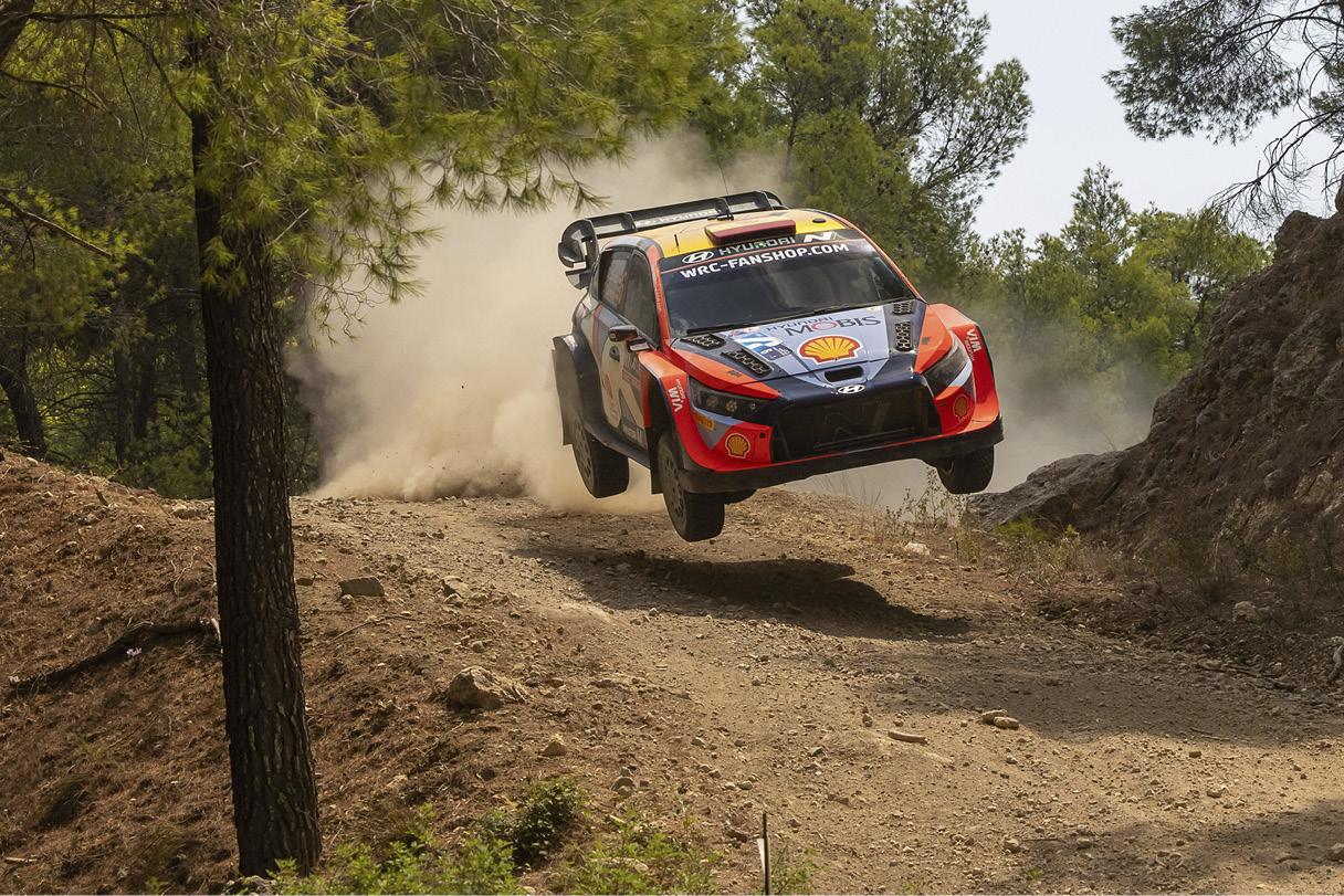 A jumping rally car