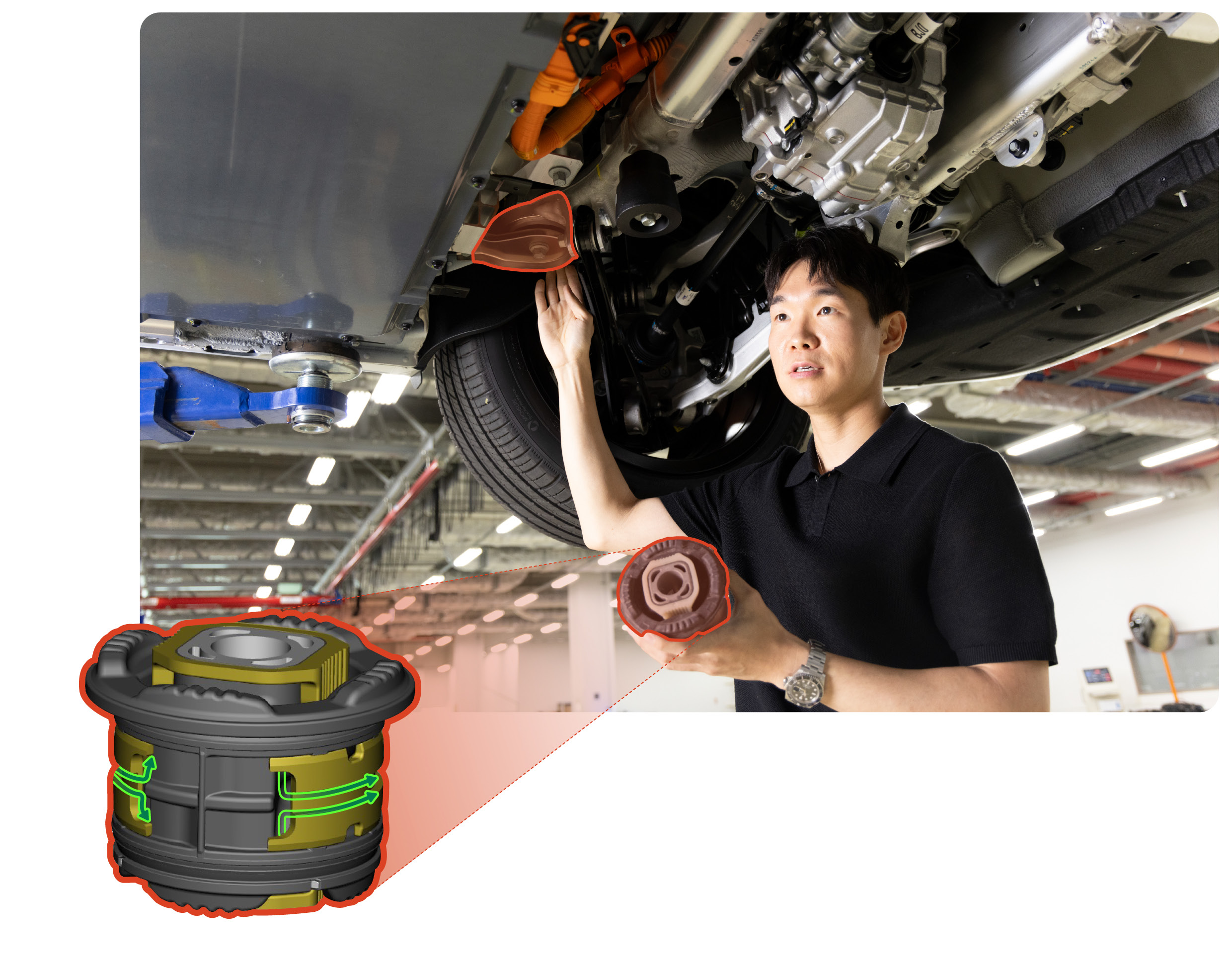 The operation of the researcher in charge of developing the driving performance of the Genesis G80 electric facelift model