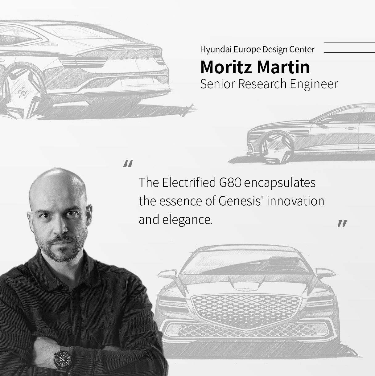 Exterior designer of the new Electrified G80 and sketch image