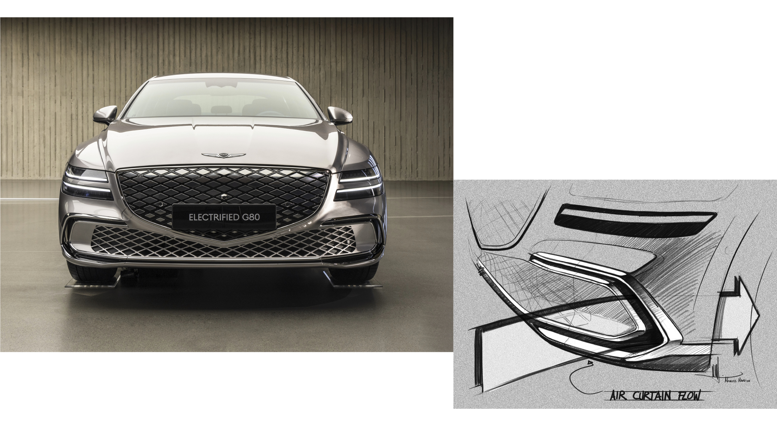 G80 전동화 모델 정면과 에어커튼