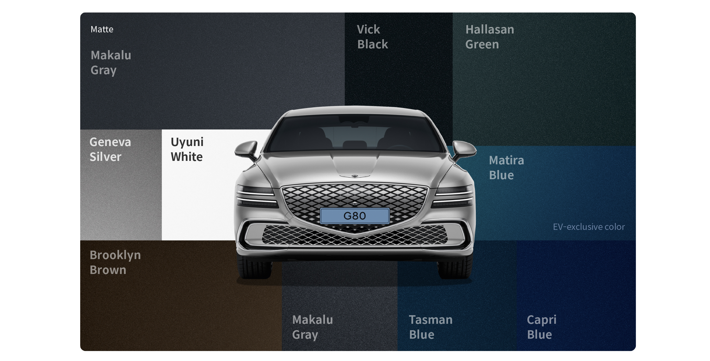 Exterior colors of the new Electrified G80