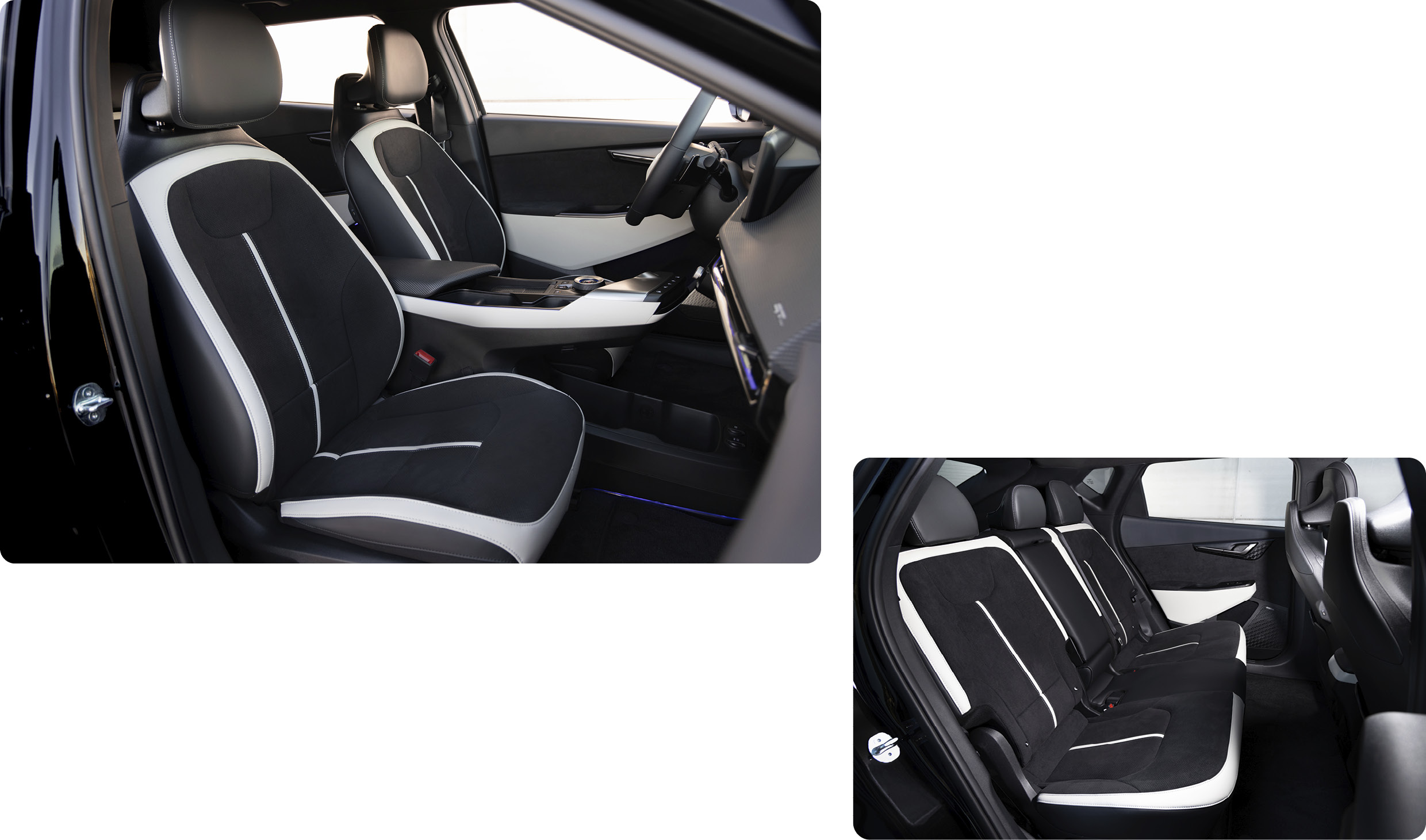 기아 더 뉴 EV6의 1열 및 2열 실내 모습