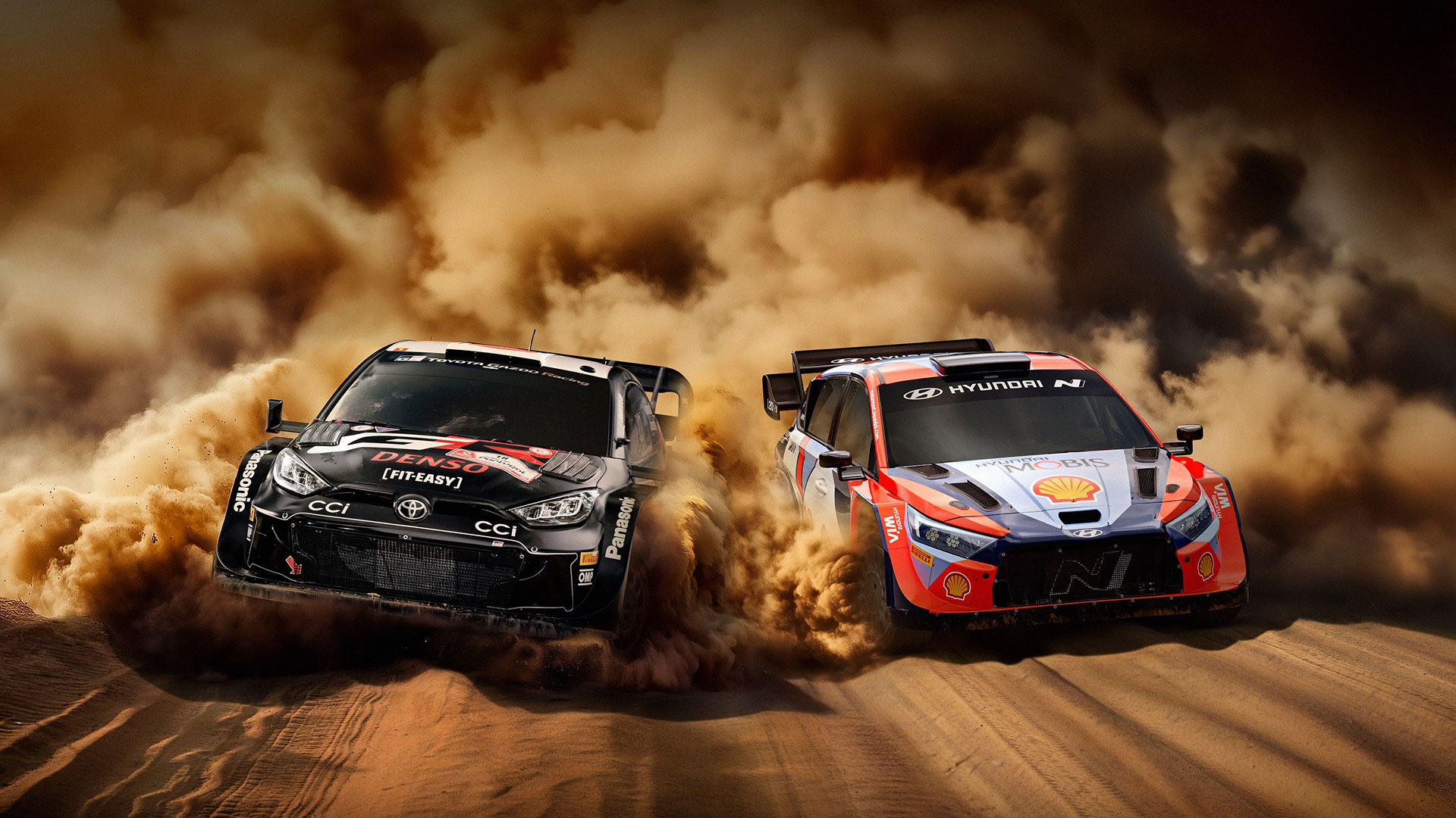 WRC에서 활약 중인 'i20 N Rally 1 하이브리드'(오른쪽)와 'GR 야리스 랠리 1 하이브리드'