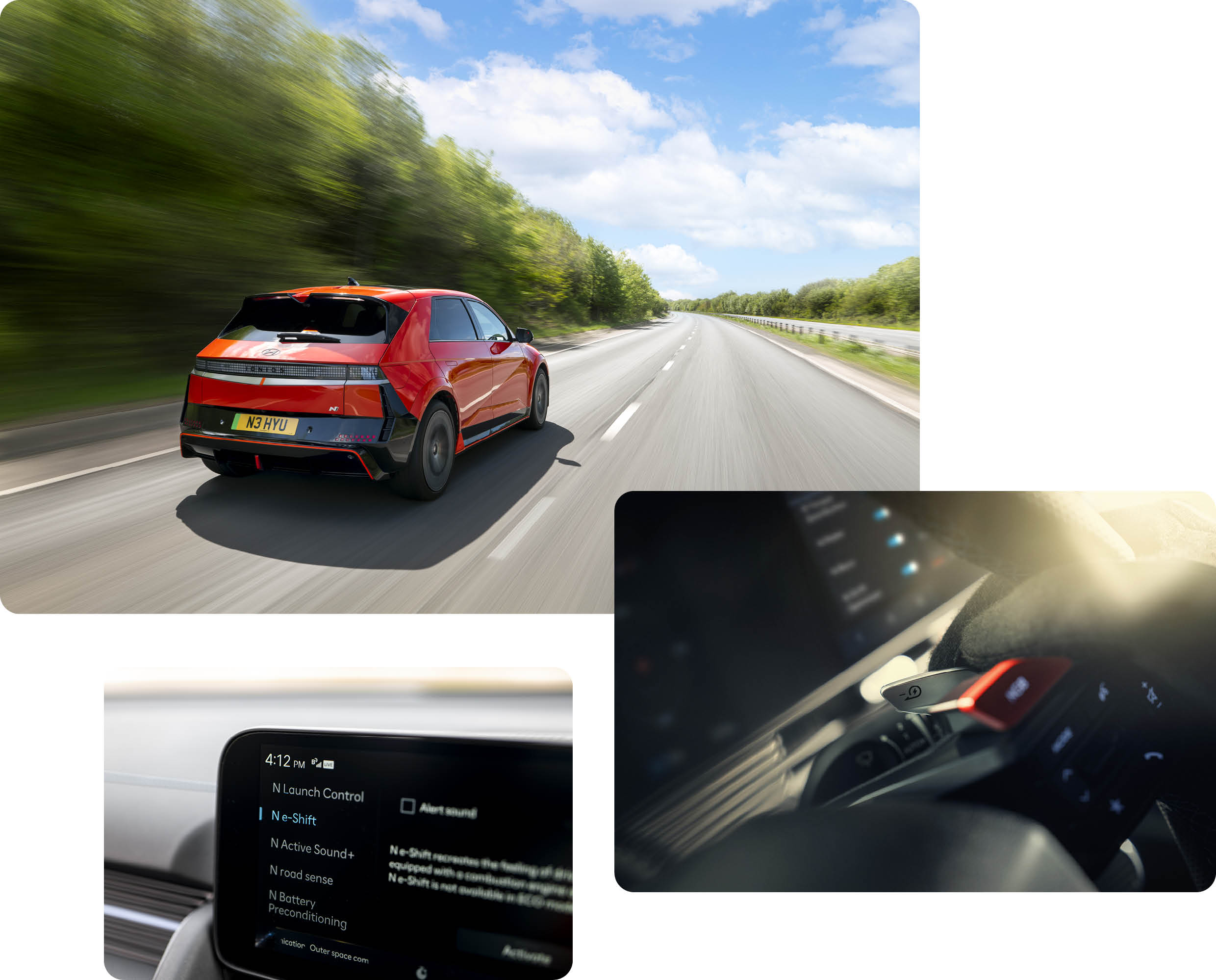 아이오닉 5 N 주행 모습과 패들시프터