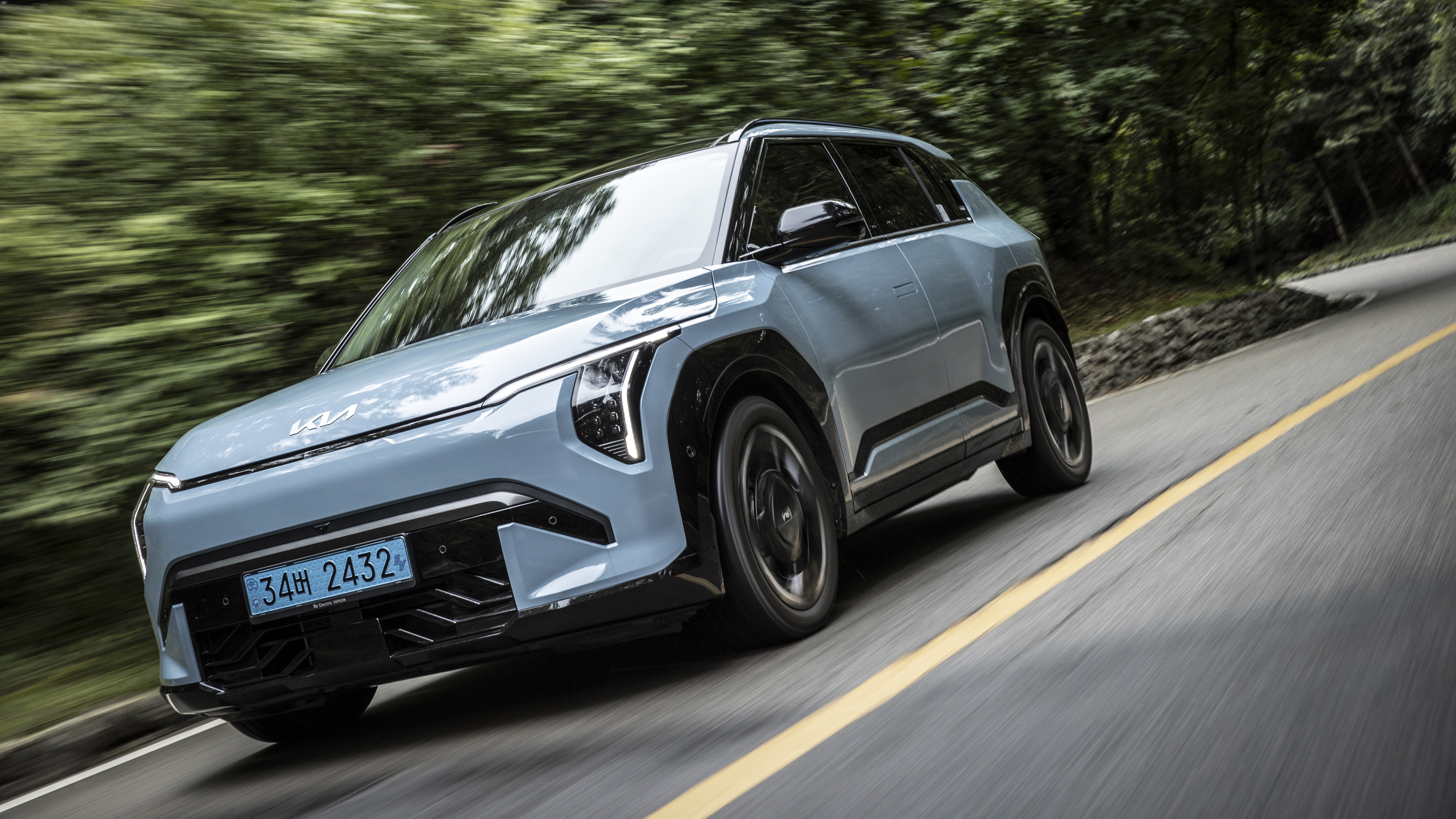 Kia EV3 is running on the road