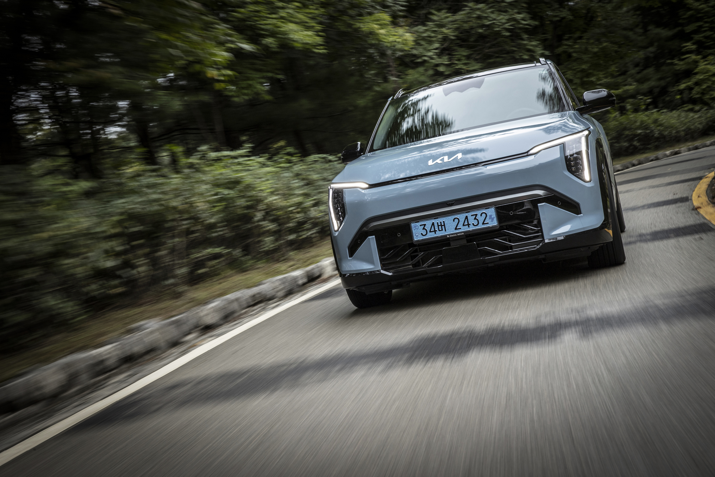 Kia EV3 is running on the road