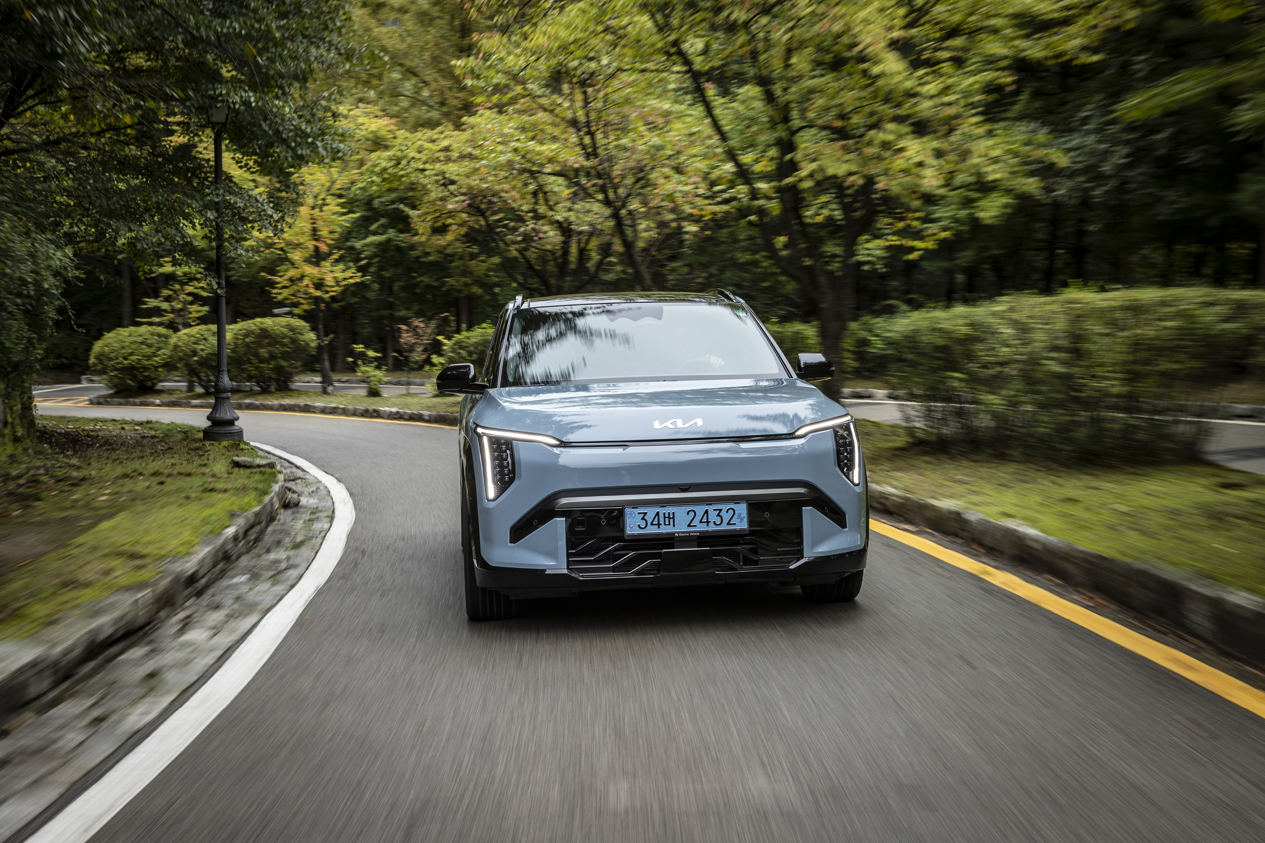 Kia EV3 is running on the road
