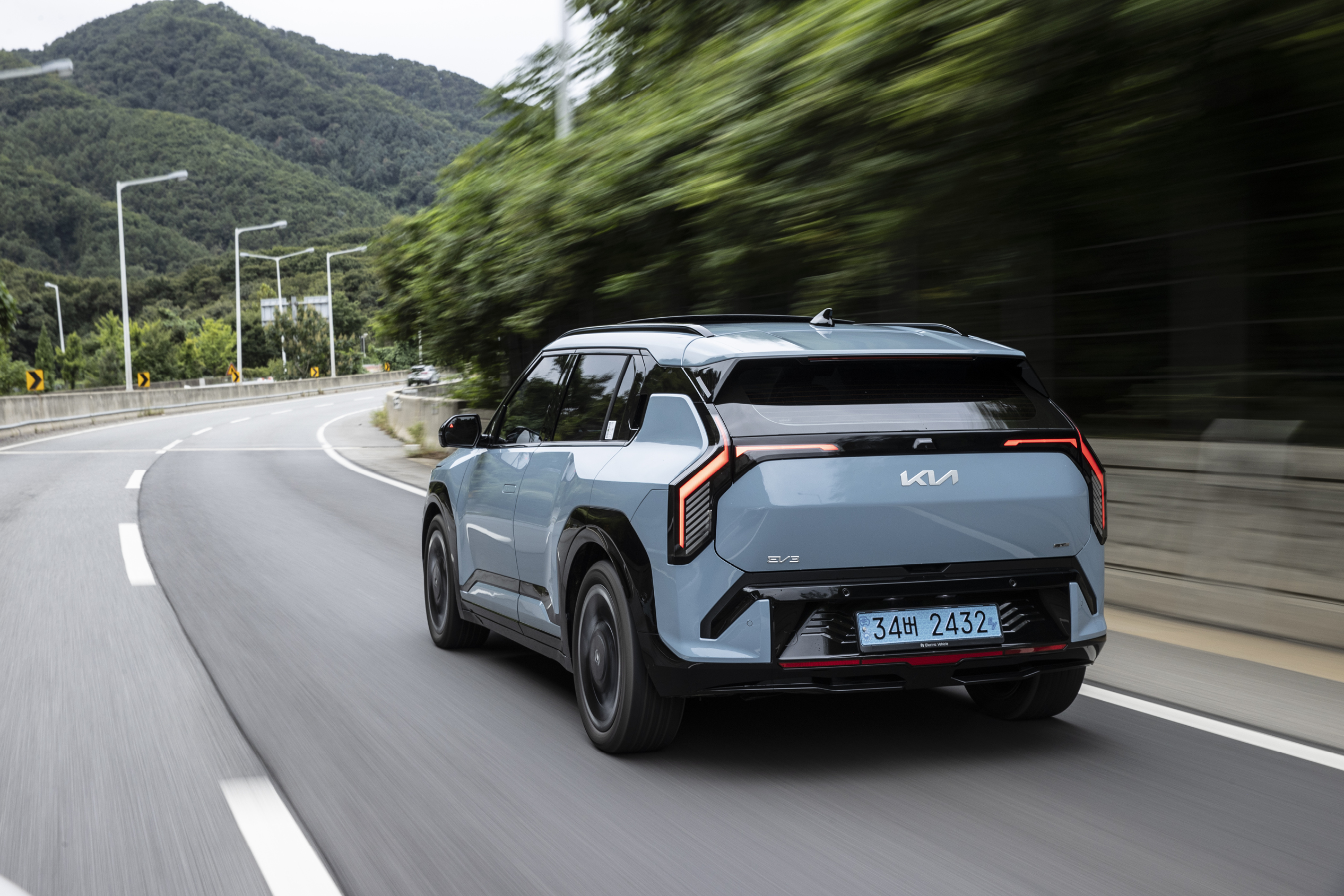 Kia EV3 is running on the road