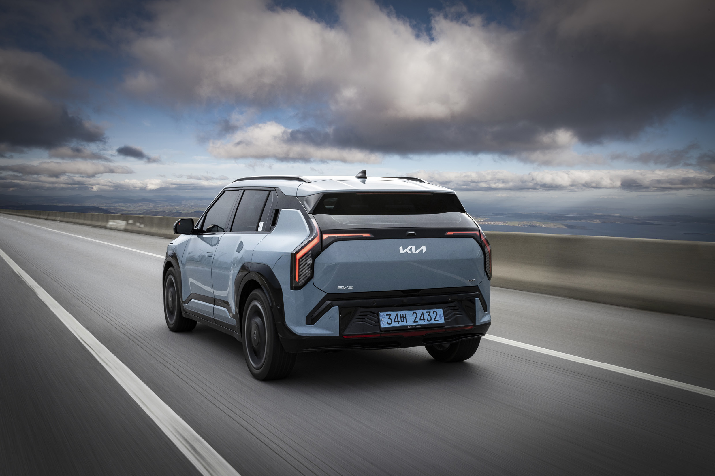 Kia EV3 is running on the road