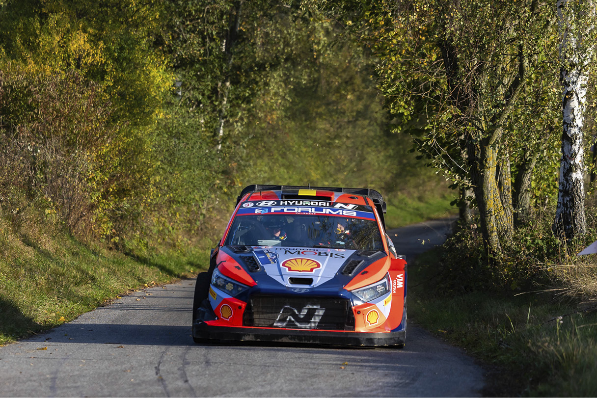 Hyundai Motor's i20N Rally1 Hybrid is running on the road