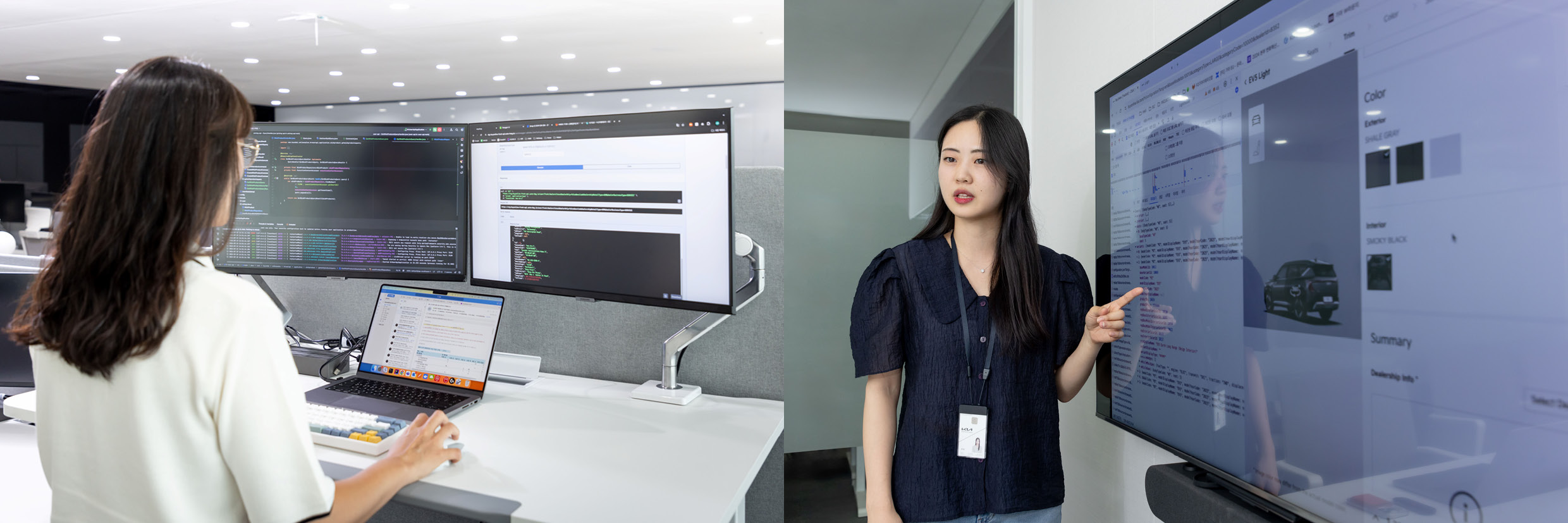 강진경, 신지은 매니저가 업무 중인 모습