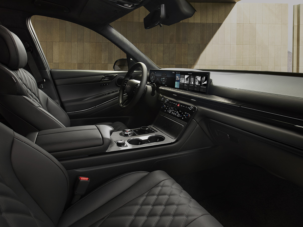 제네시스 GV80 블랙의 실내 전경