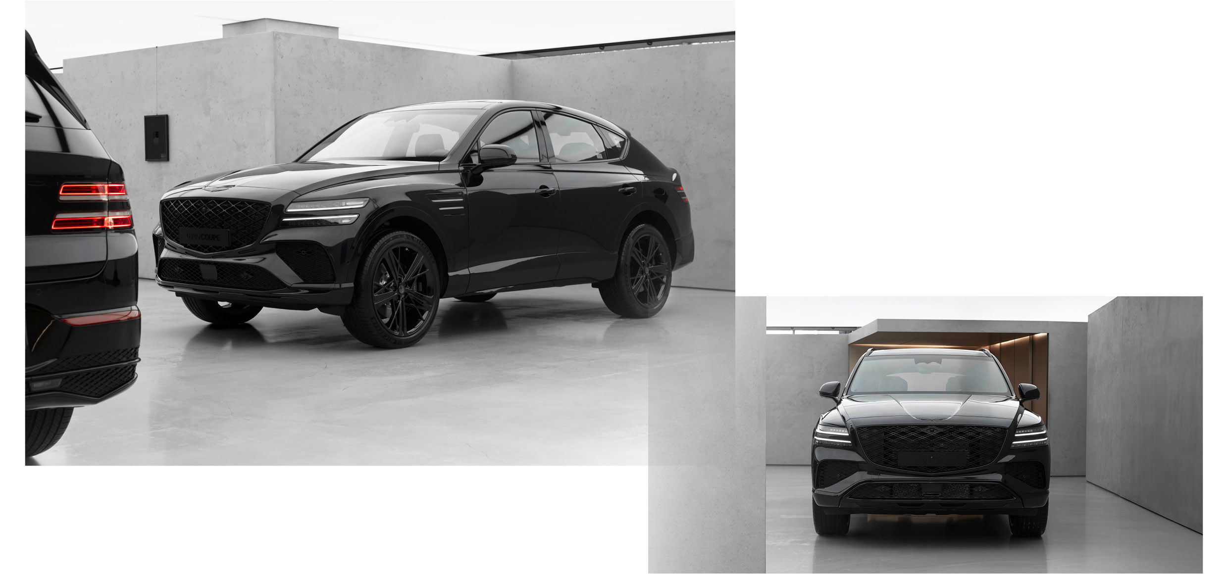 GV80 블랙과 GV80 쿠페 블랙 전시 모습