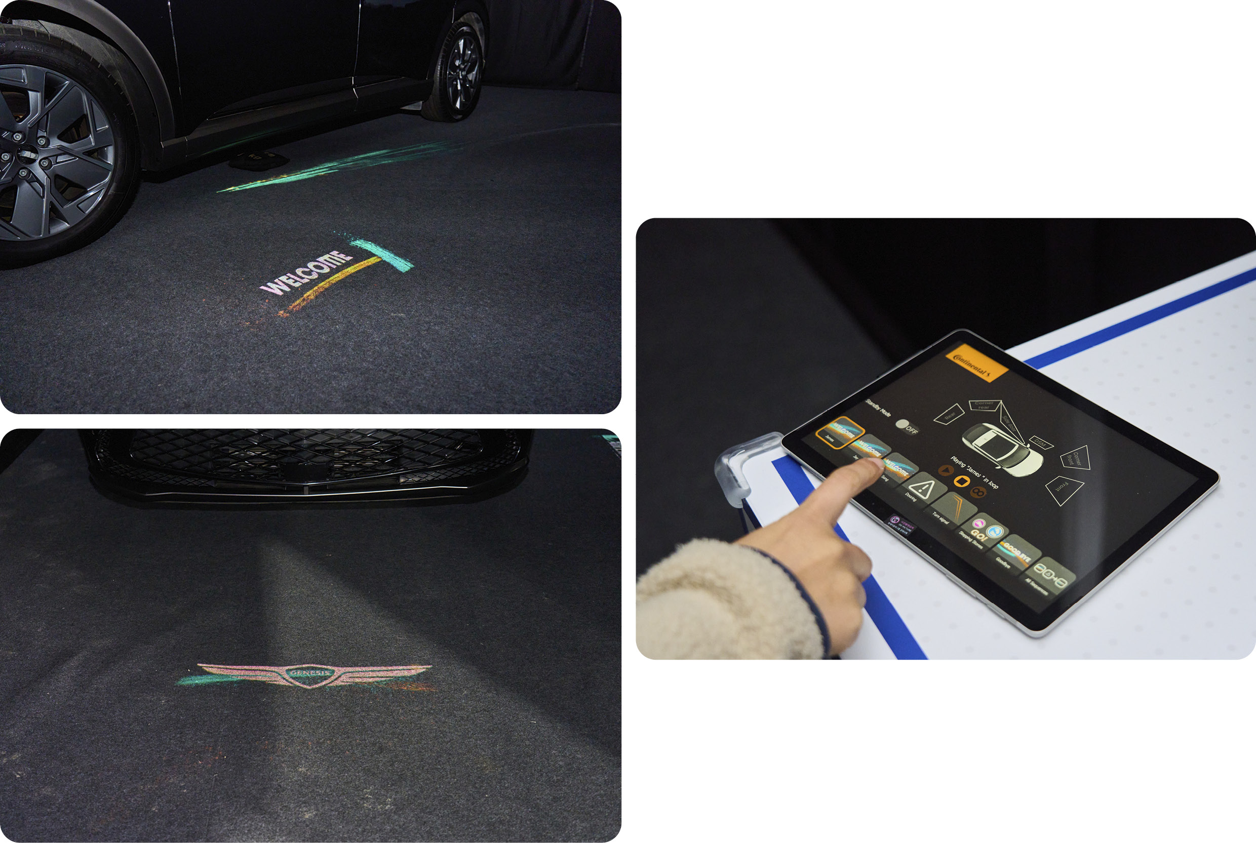 레이저 노면 프로젝션 기술 시연 장면