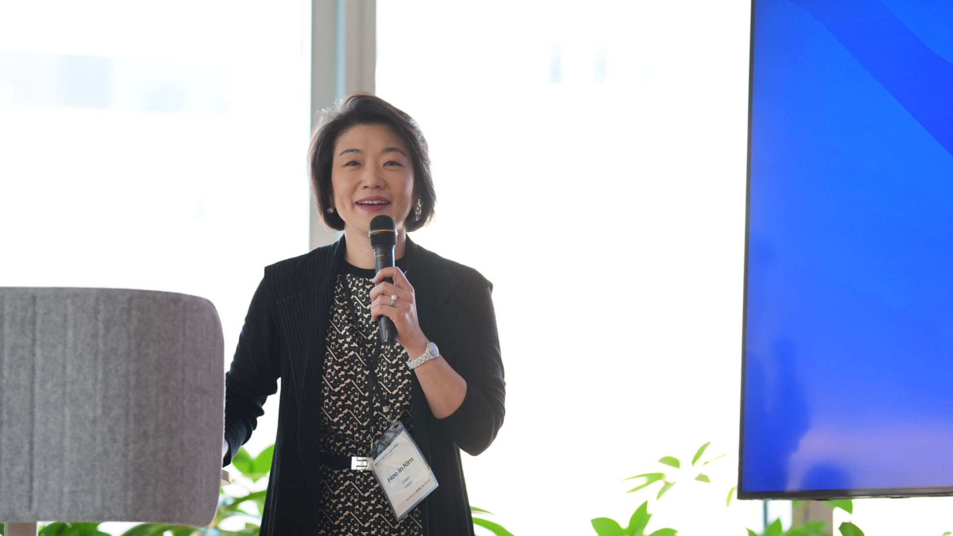 12일(화) 현대자동차 강남대로 사옥에서 열린 현대자동차-유엔여성기구 여성역량강화원칙 워크숍에서 현대자동차 HR본부장 김혜인 부사장이 환영사를 하고 있다.